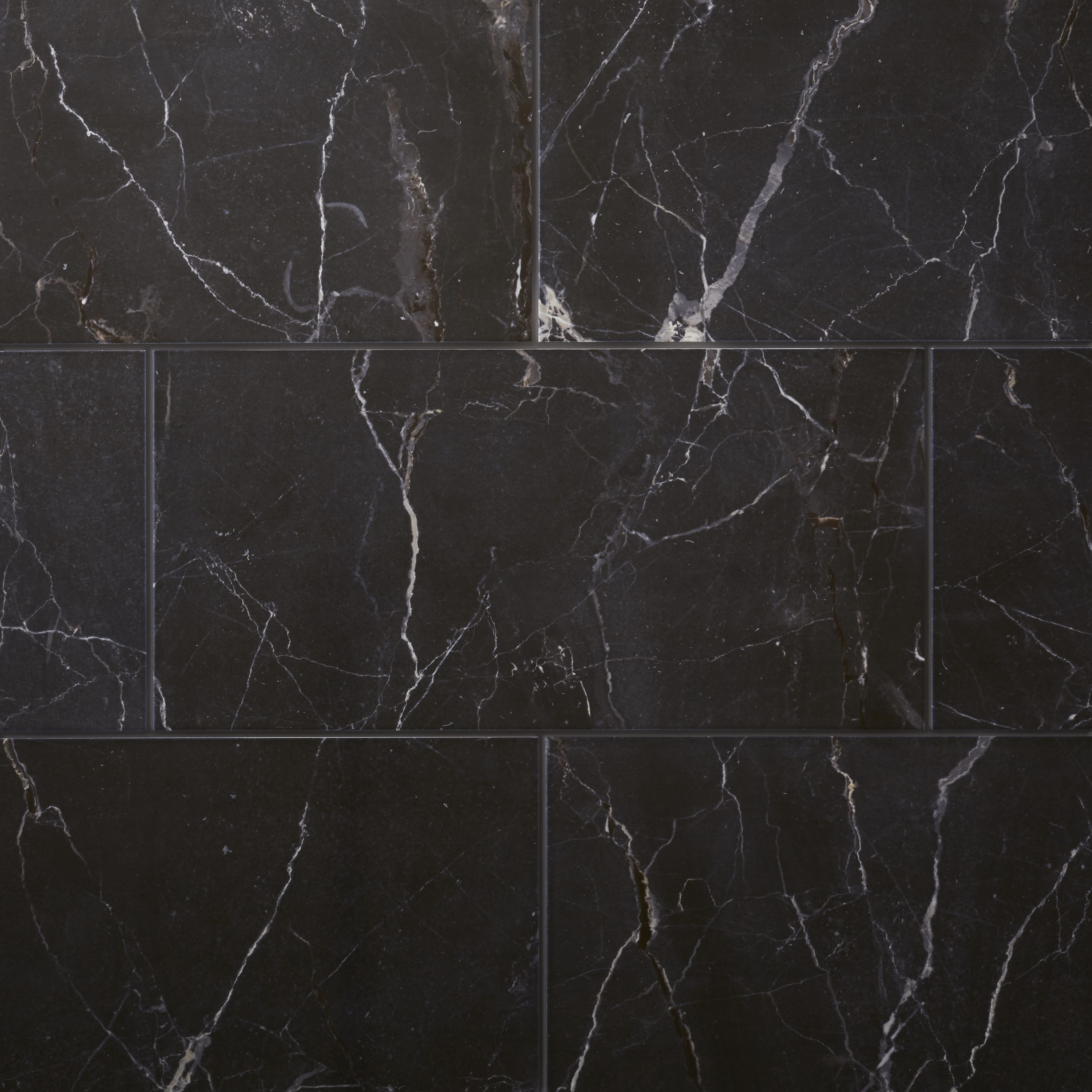 Elegance Black Gloss Marble effect Ceramic Floor Tile Sample