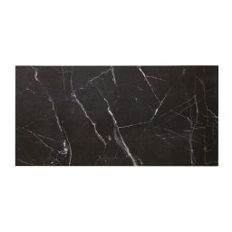 Elegance Black Gloss Plain Marble effect Rectangular Ceramic Floor Tile Sample