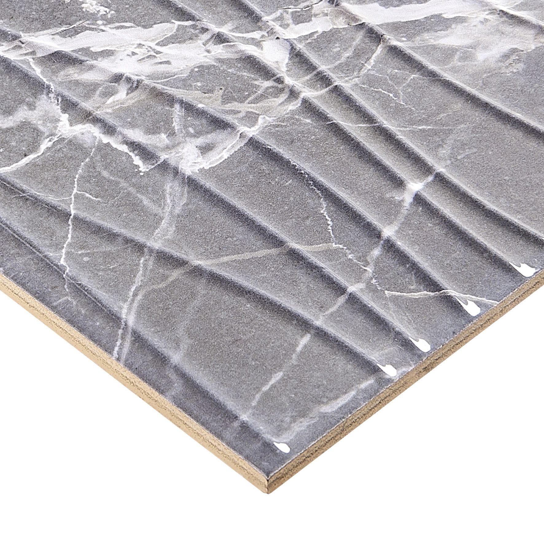 Elegance Grey 3D decor Marble effect Ceramic Tile, Pack of 7, (L)600mm (W)200mm