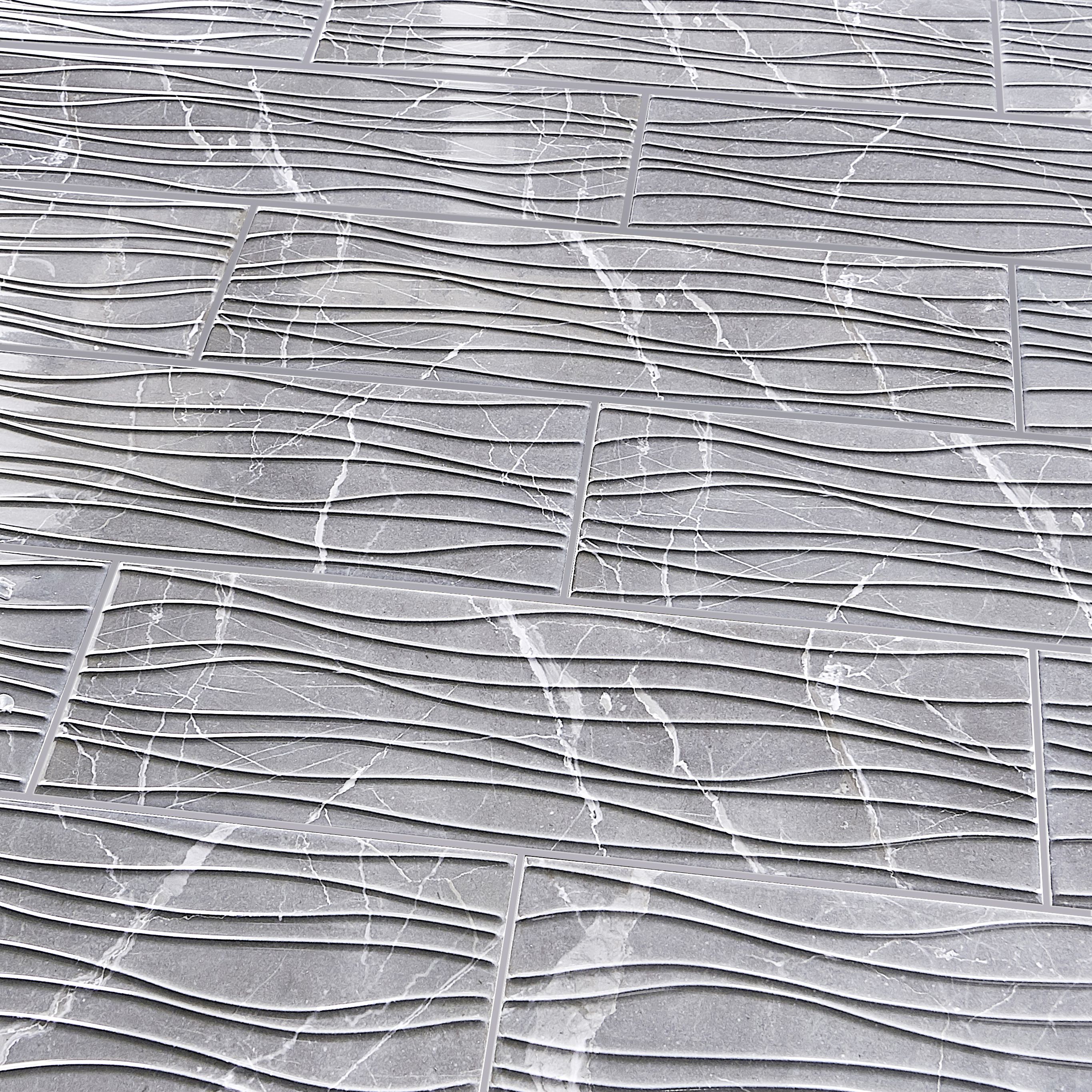 Elegance Grey 3D decor Marble effect Ceramic Tile, Pack of 7, (L)600mm (W)200mm