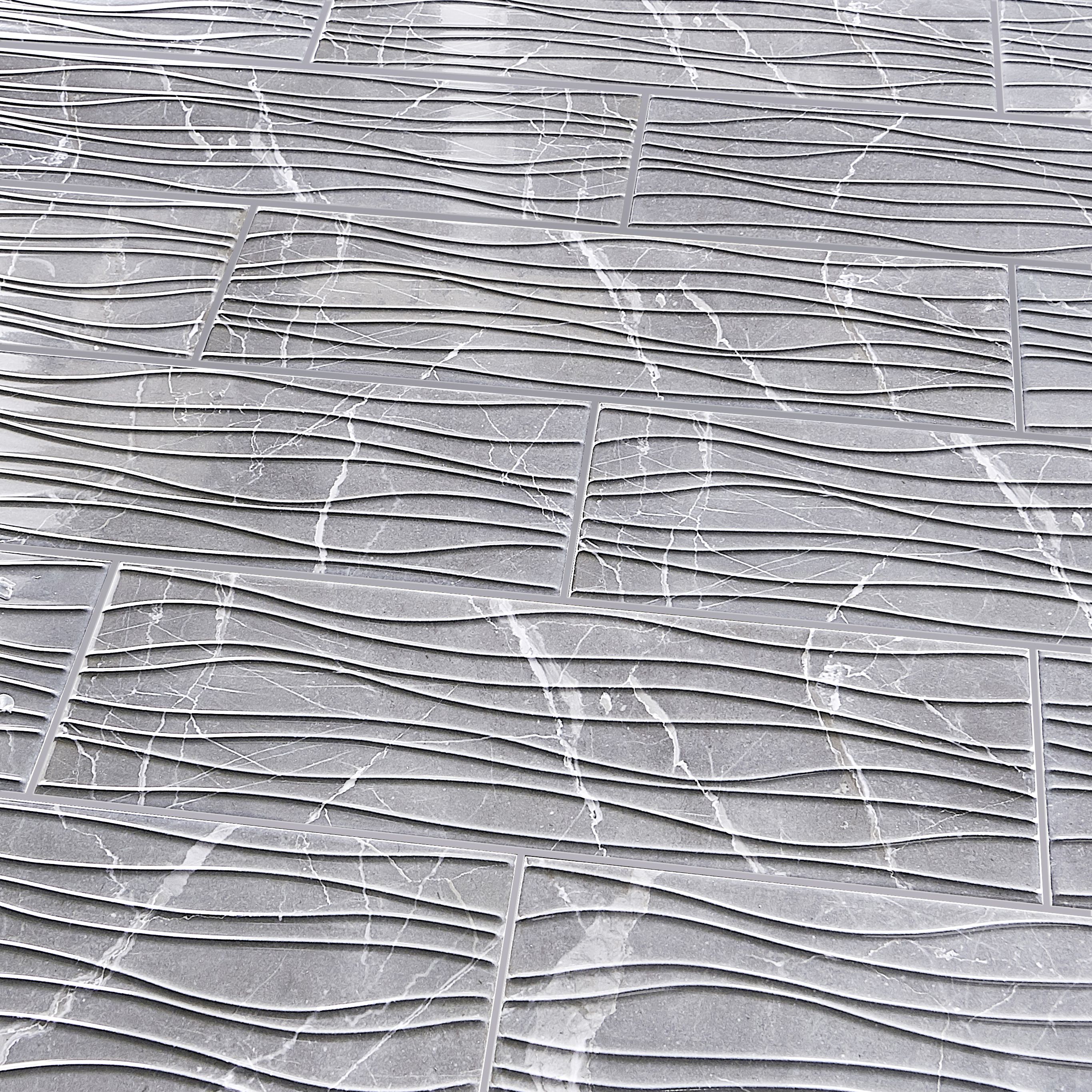 Elegance Grey Gloss 3D Decor Marble effect Ceramic Wall Tile Sample