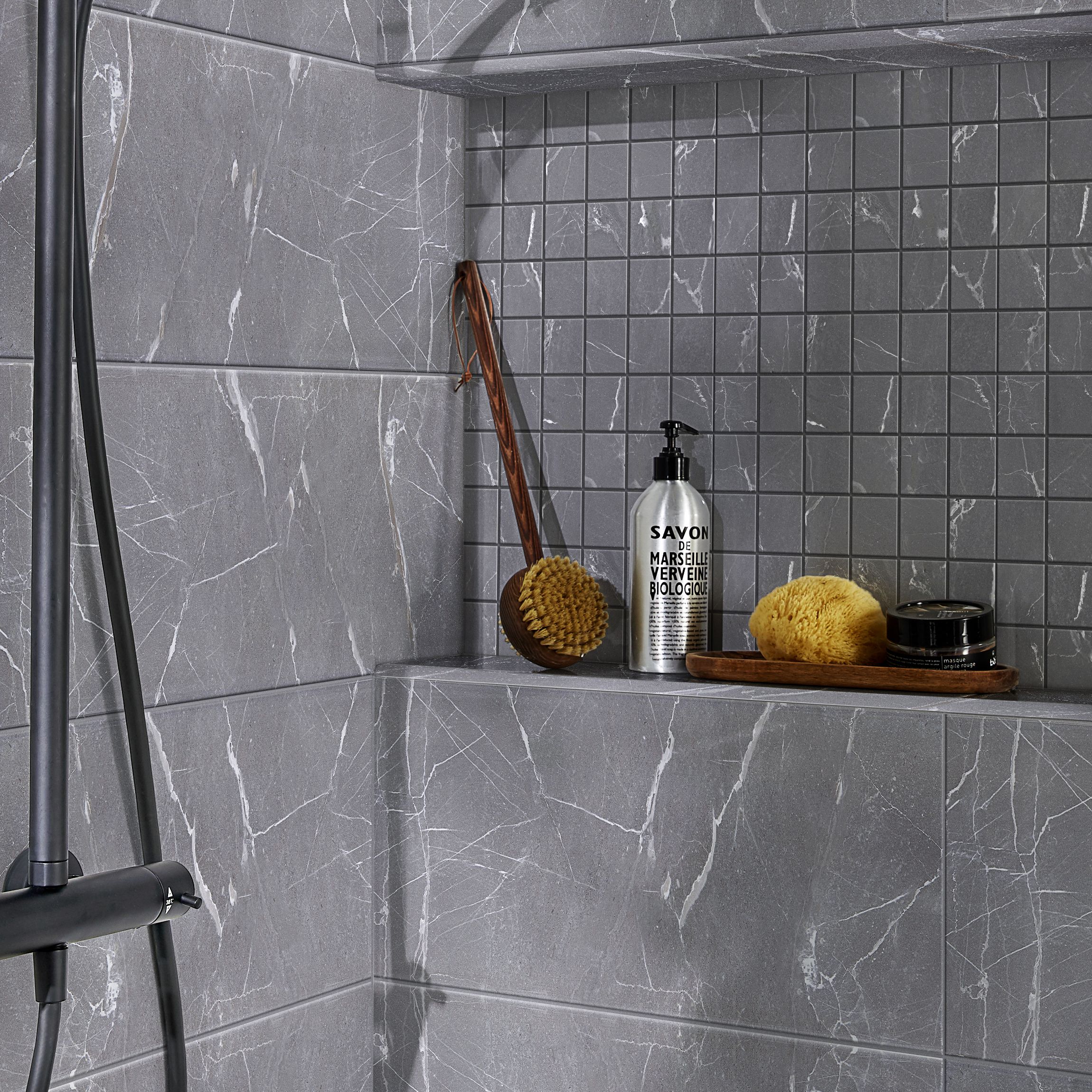Elegance Grey Marble effect Ceramic Tile, Pack of 7, (L)600mm (W)200mm
