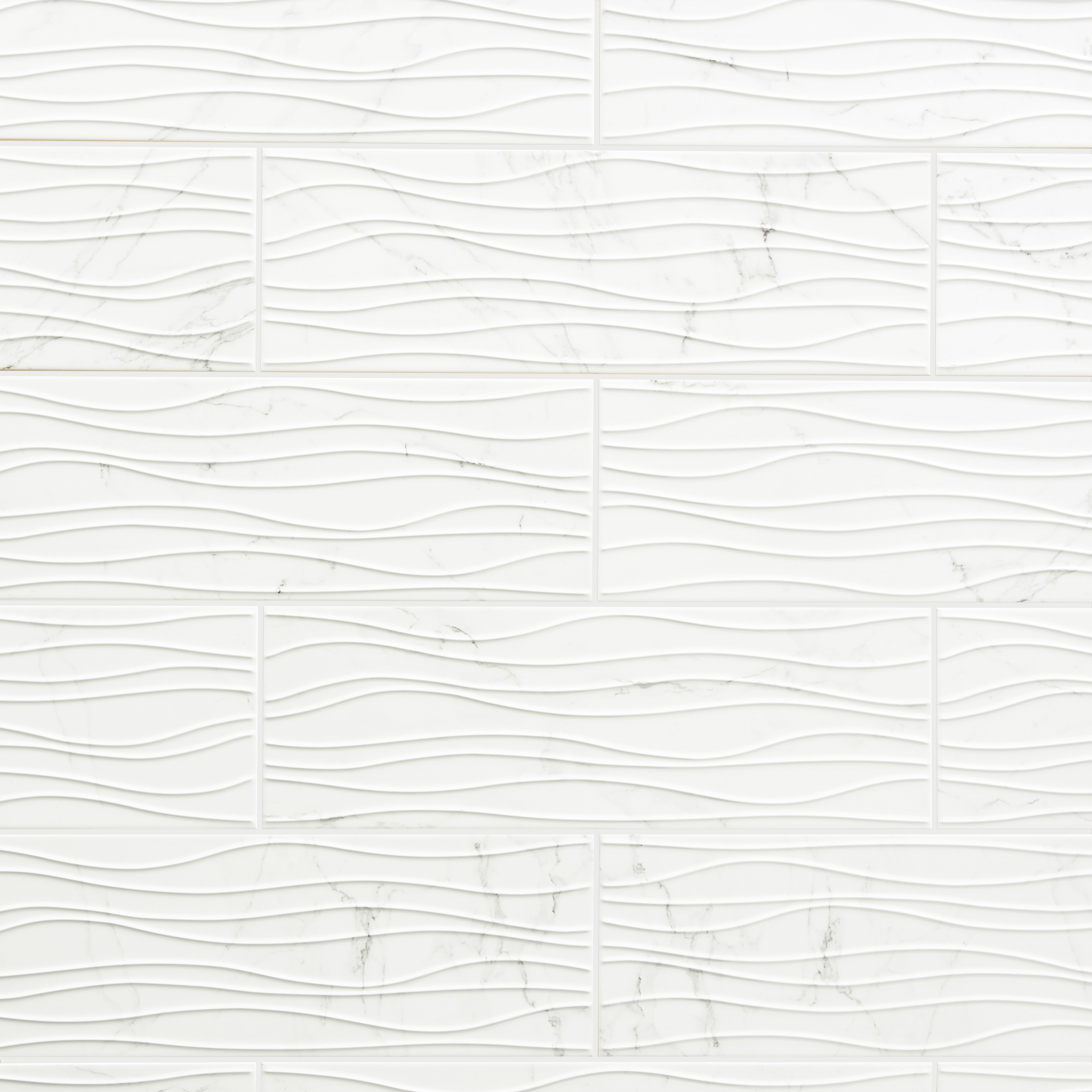 Elegance White Gloss 3D Decor Marble effect Ceramic Wall Tile Sample