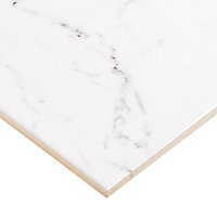 Elegance White Gloss Marble effect Ceramic Indoor Wall Tile, Pack of 7, (L)600mm (W)200mm