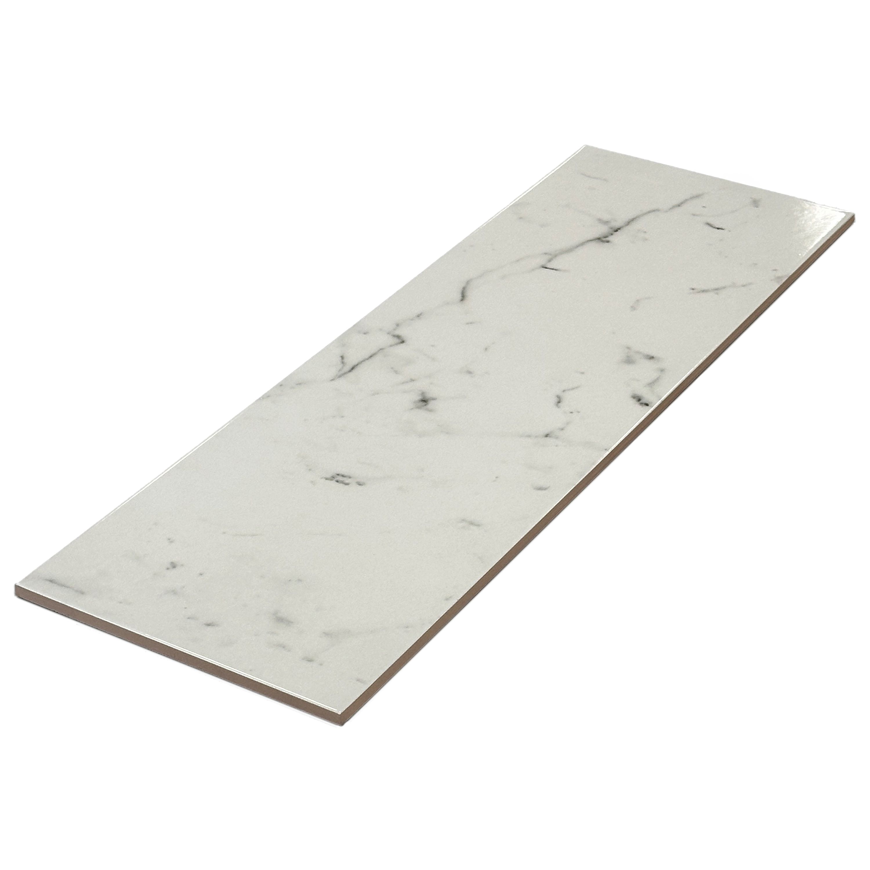 Elegance White Marble effect Ceramic Tile, Pack of 7, (L)600mm (W)200mm