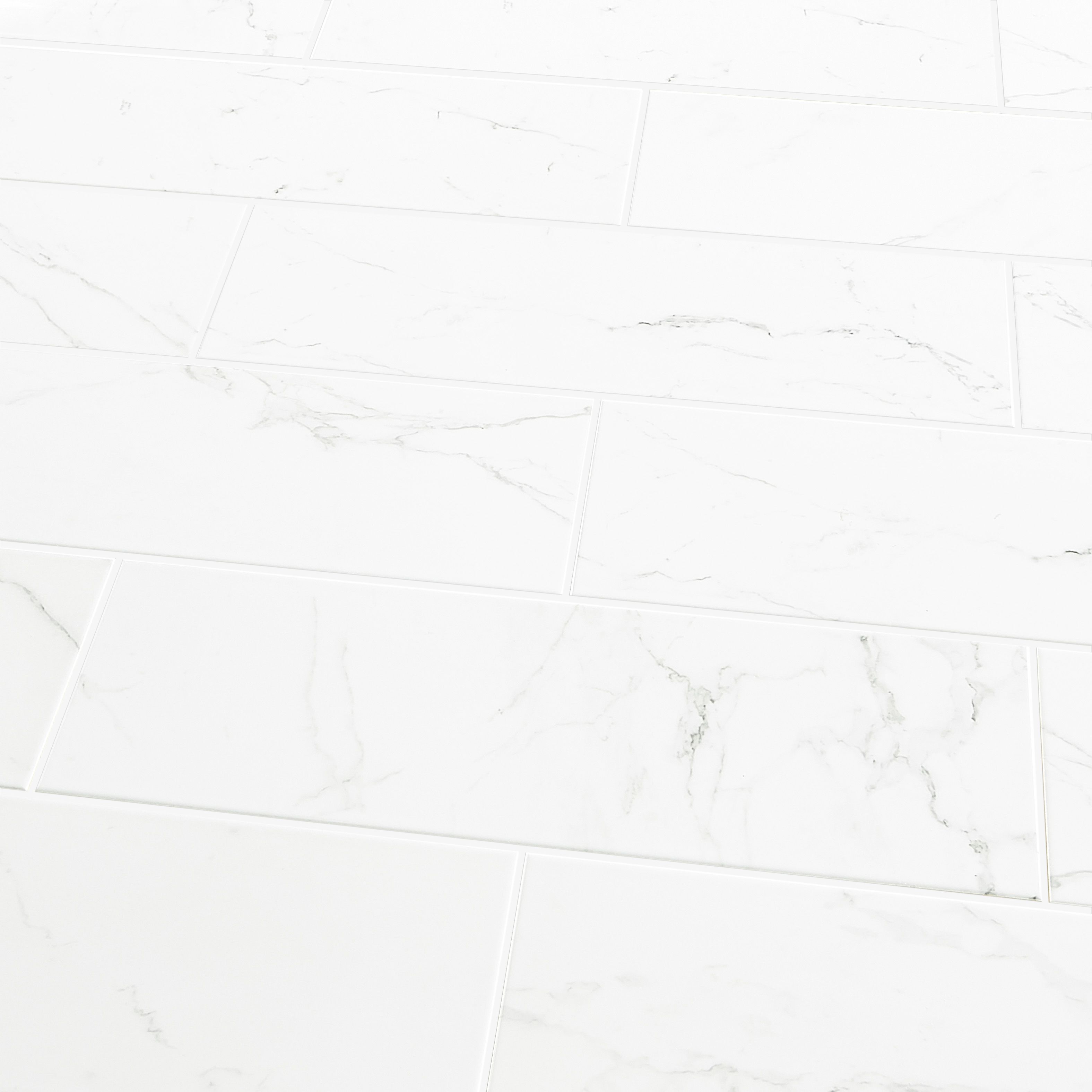 Elegance White Marble effect Ceramic Tile, Pack of 7, (L)600mm (W)200mm