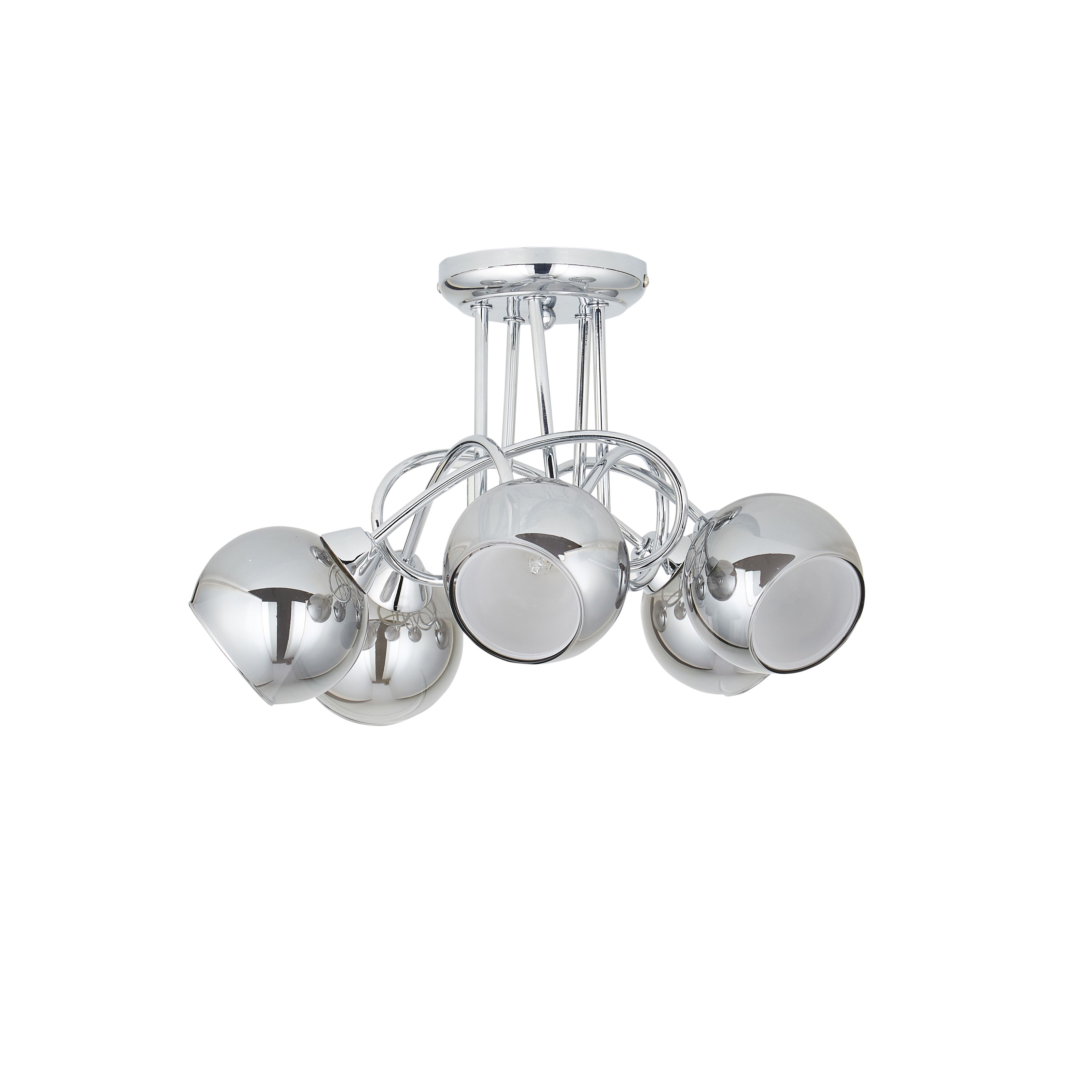 Elevate Chrome & smoked glass effect 5 Lamp Ceiling light