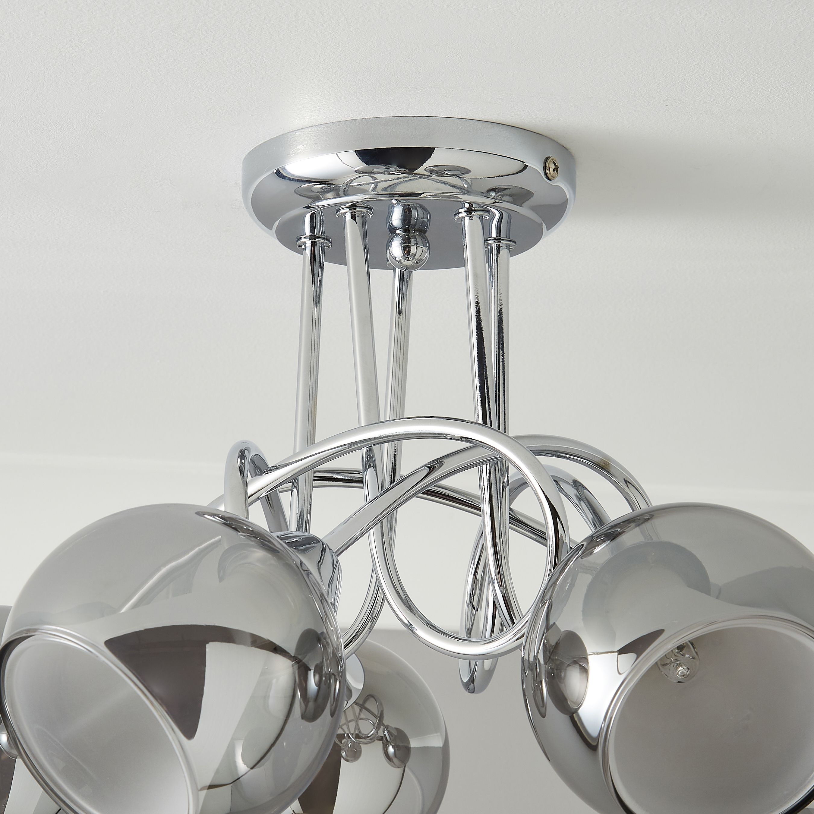 Elevate Chrome & smoked glass effect 5 Lamp Ceiling light