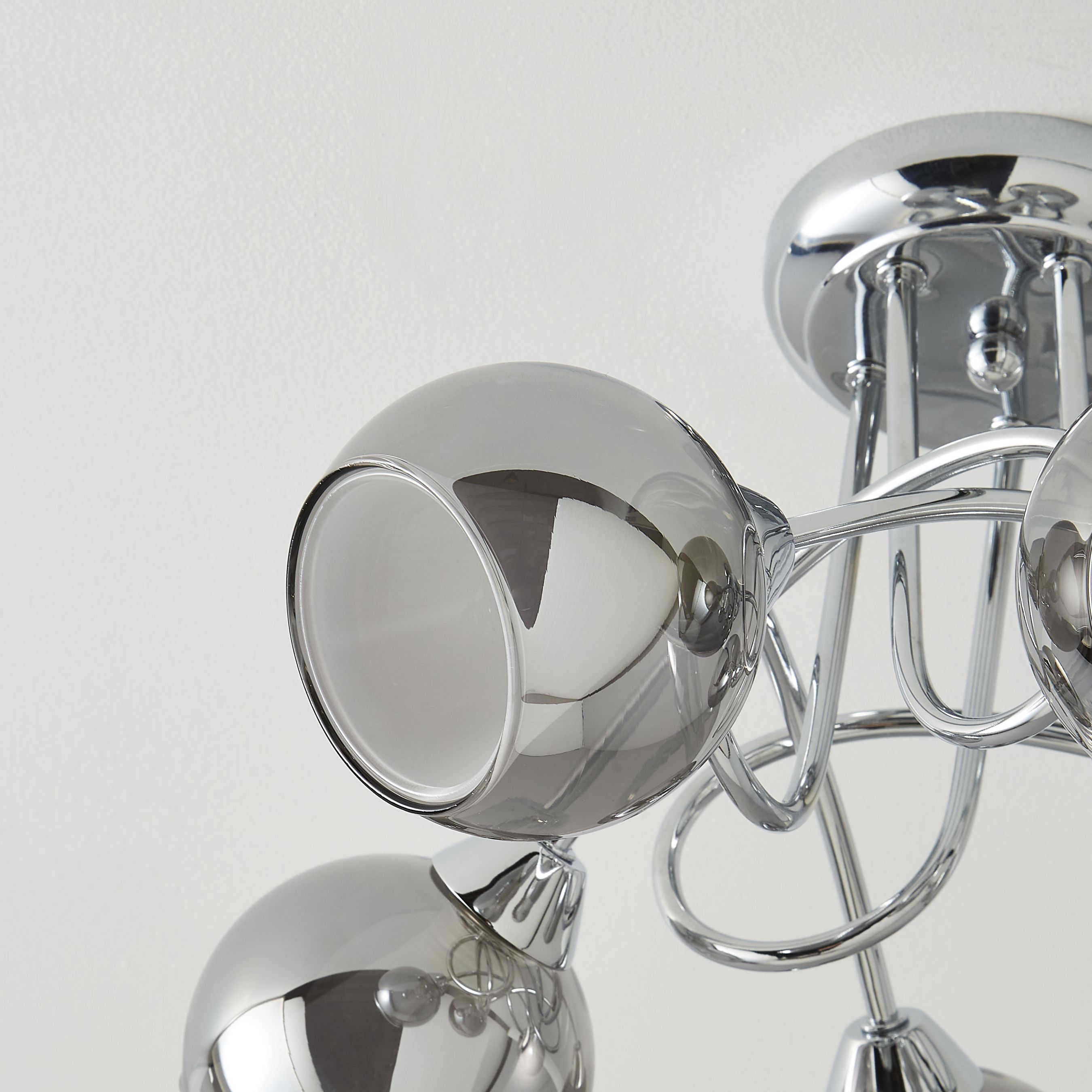 Elevate Chrome & smoked glass effect 5 Lamp Ceiling light