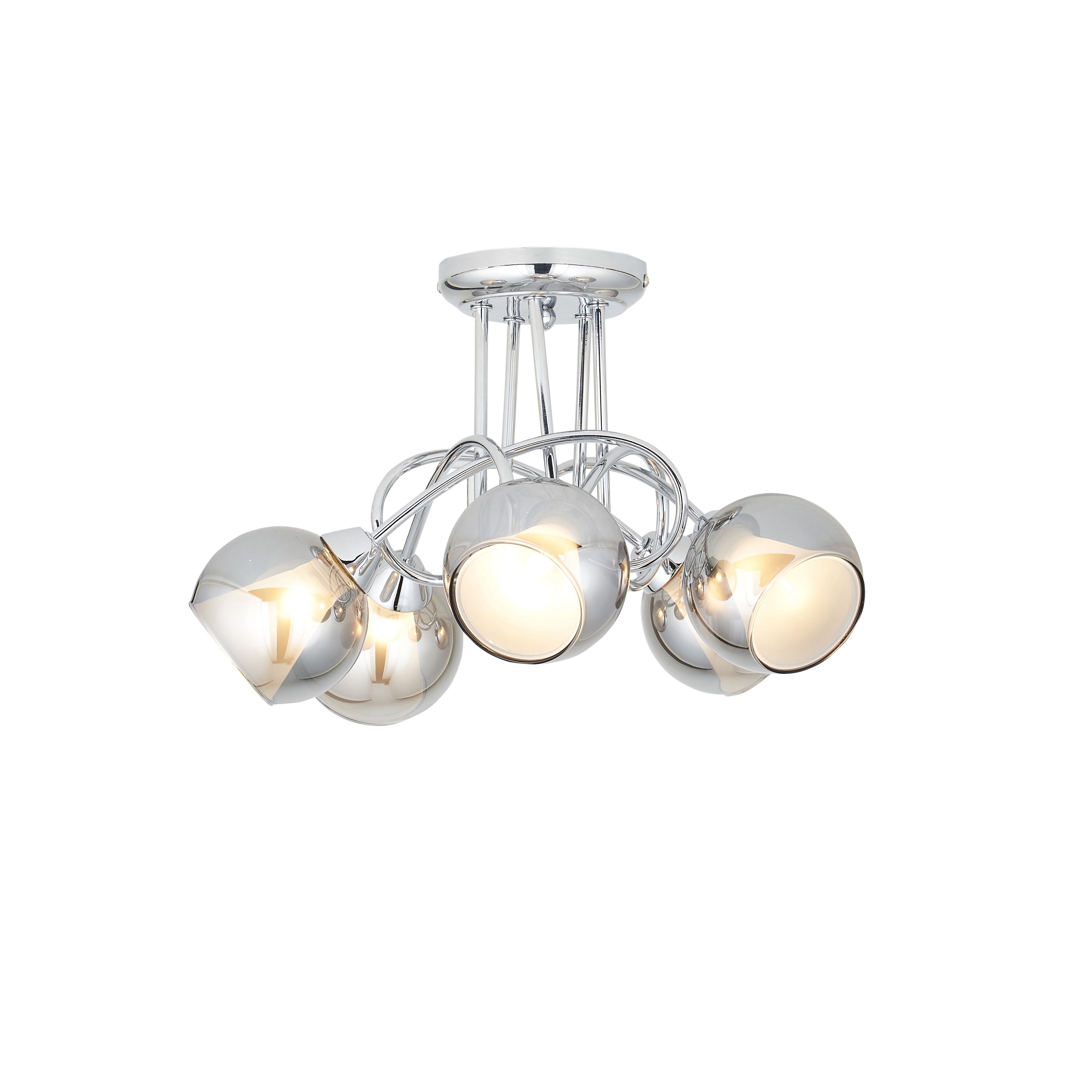 Elevate Chrome & smoked glass effect 5 Lamp Ceiling light