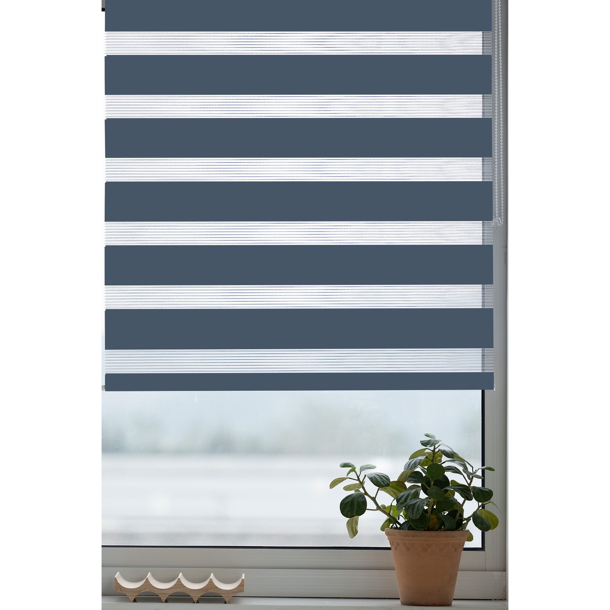 Elin Corded Dark blue Striped Day & night Roller blind (W)120cm (L)180cm