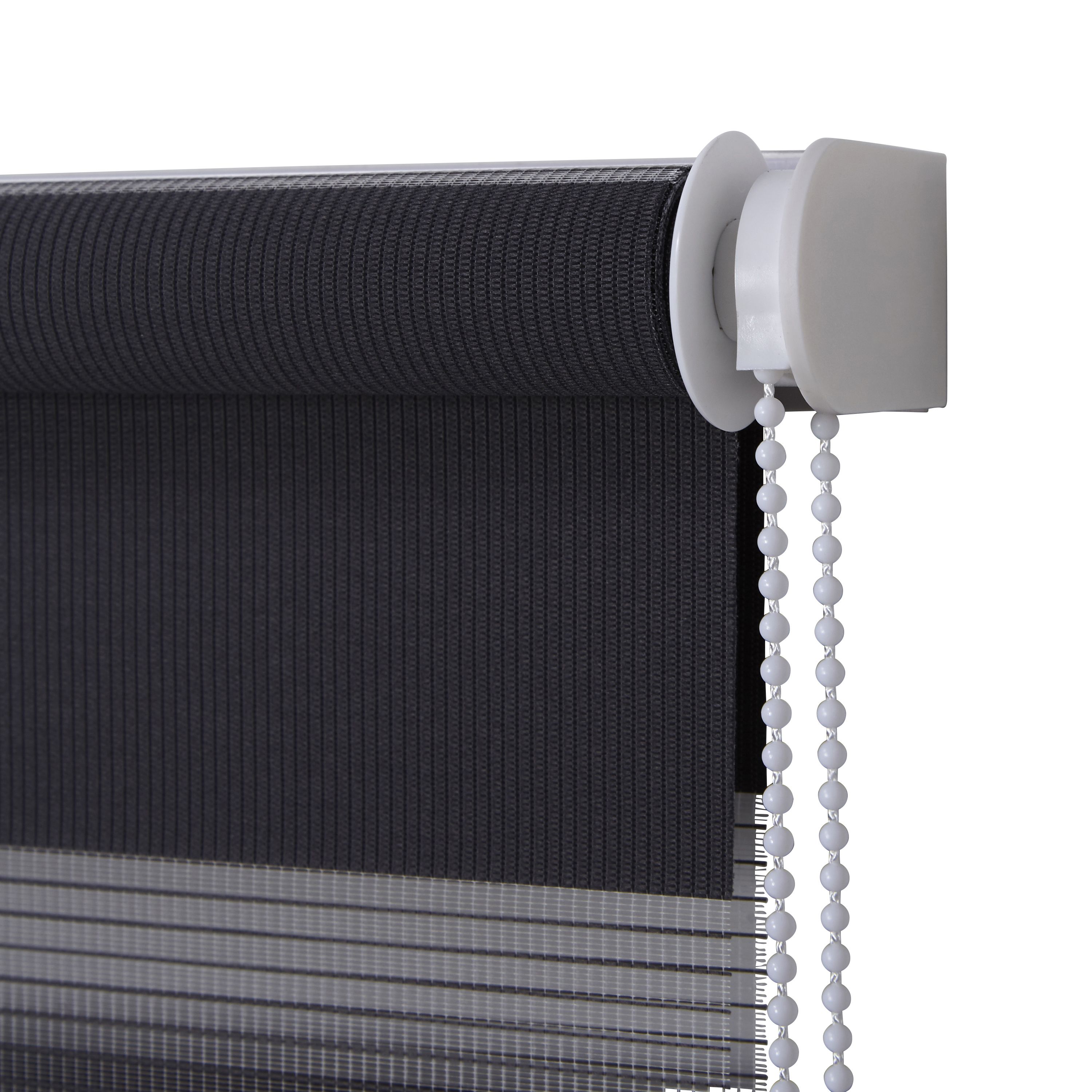 Elin Corded Dark grey Striped Day & night Roller blind (W)120cm (L)180cm