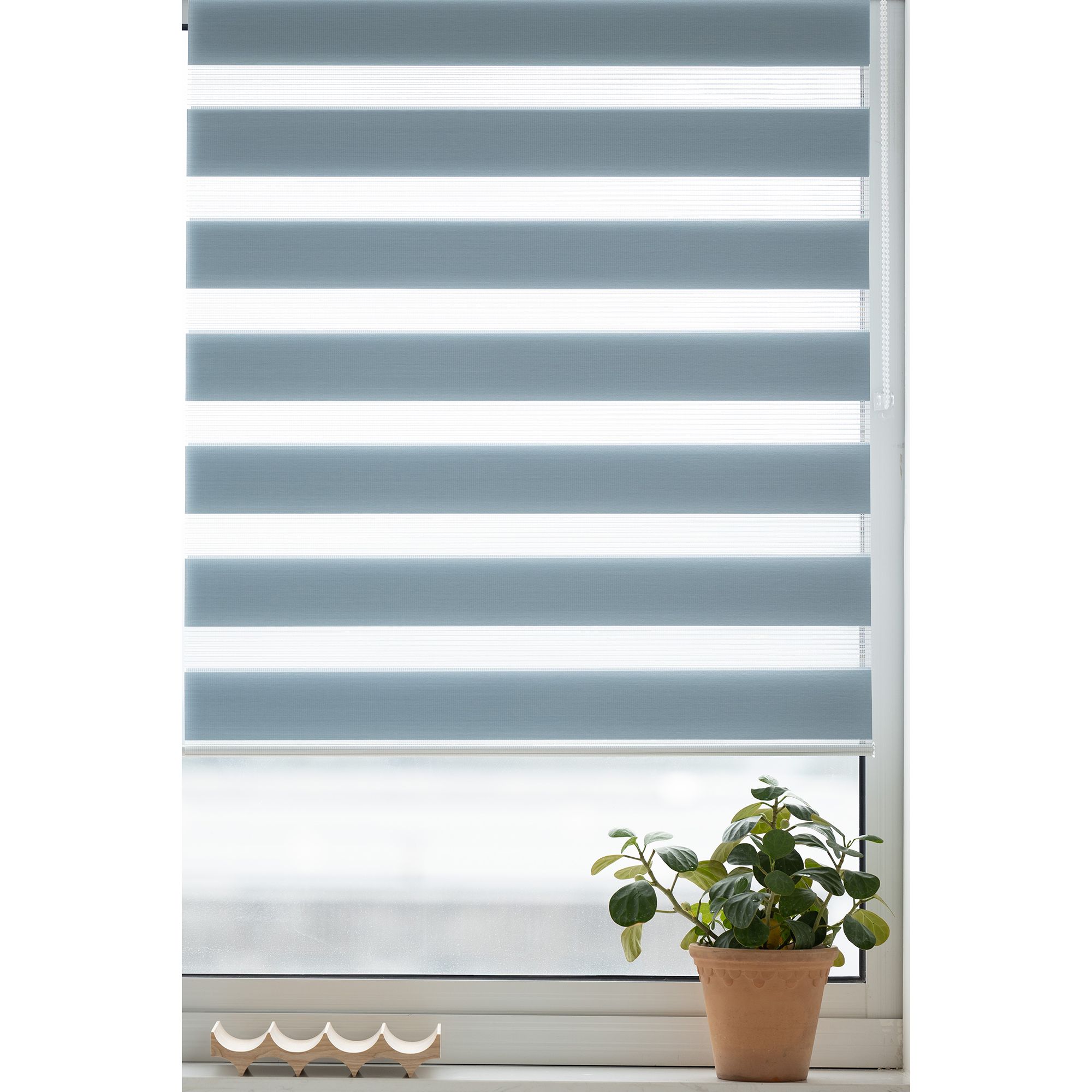 Elin Corded Light blue Striped Day & night Roller blind (W)60cm (L)180cm