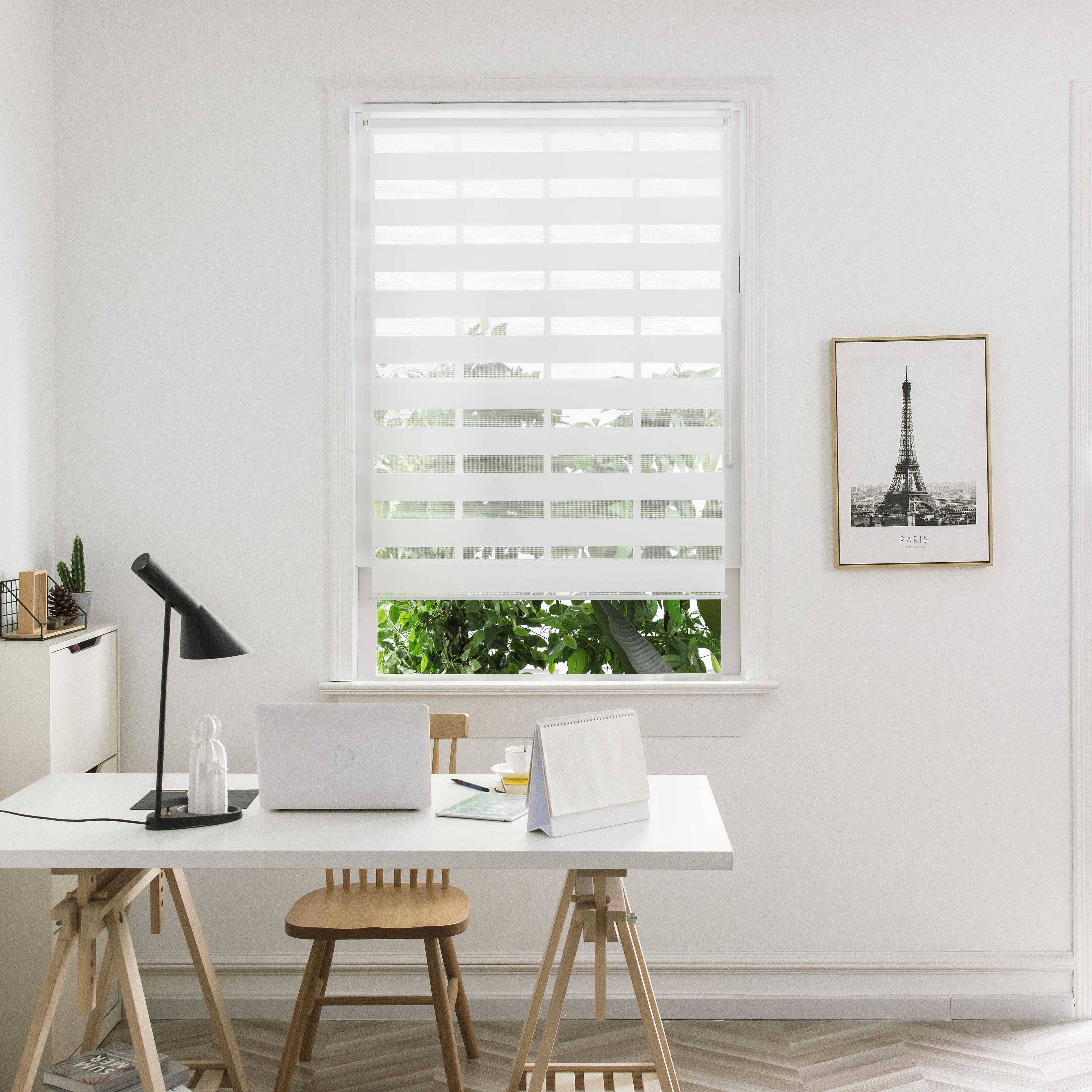 Elin Corded White Plain Day & night Roller blind (W)60cm (L)180cm