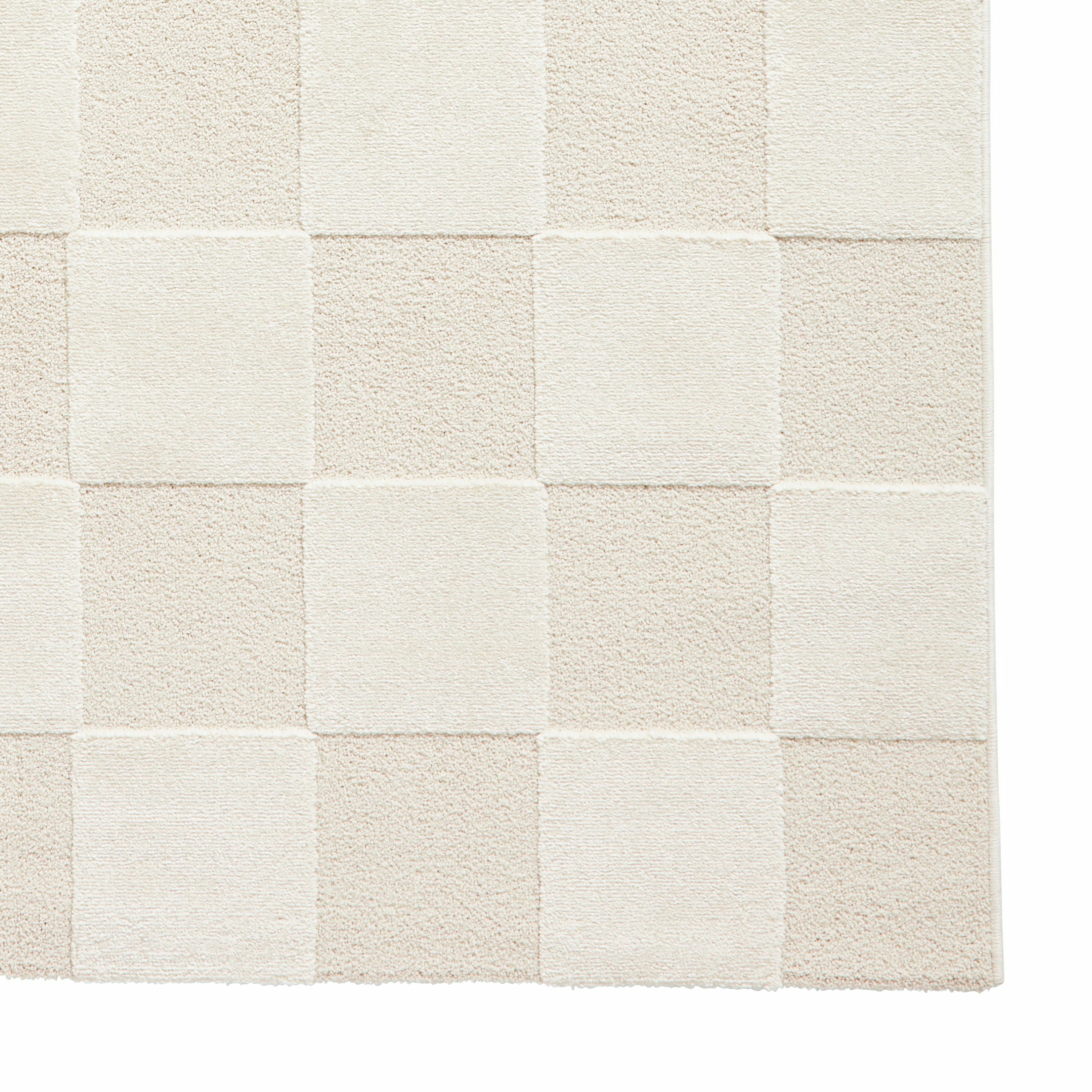 Elio Beige Checkerboard 3D effect Medium Rug, (L)170cm x (W)120cm