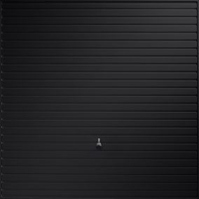 Elizabethan Standard size Horizontally ribbed Black Up & over Unglazed Garage door, (H)1981mm (W)2261mm