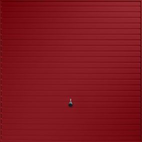 Elizabethan Standard size Horizontally ribbed Ruby red Up & over Unglazed Garage door, (H)1981mm (W)2286mm