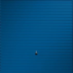 Elizabethan Standard size Horizontally ribbed Signal blue Up & over Unglazed Garage door, (H)1981mm (W)2261mm