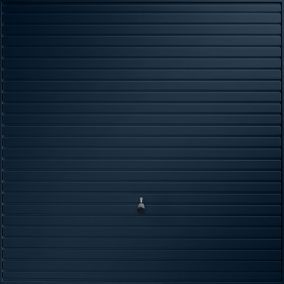 Elizabethan Standard size Horizontally ribbed Steel blue Up & over Unglazed Garage door, (H)1981mm (W)2134mm