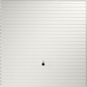 Elizabethan Standard size Horizontally ribbed White Up & over Unglazed Garage door, (H)2134mm (W)2261mm