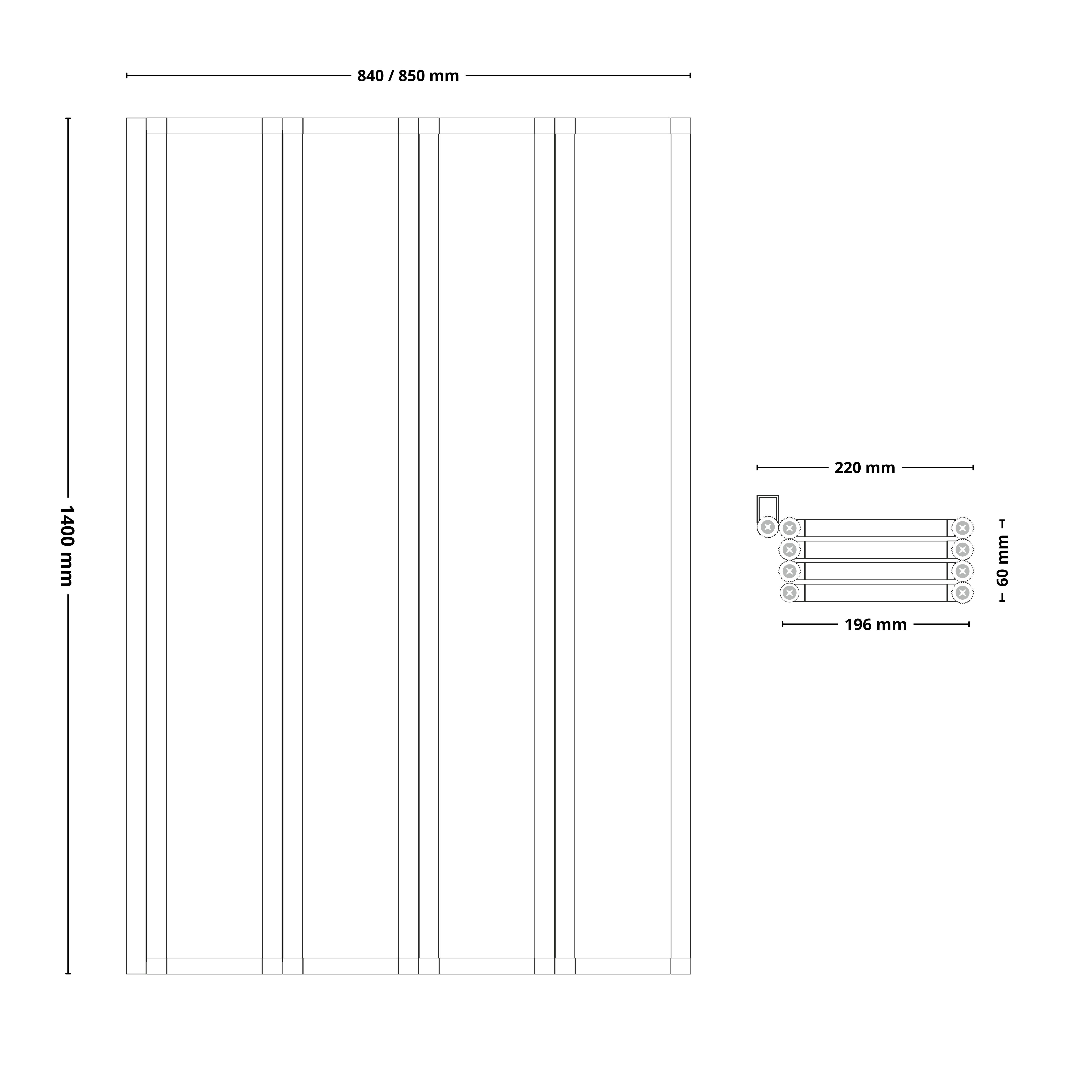 Ellsi Neo Folding 4 panel Clear glass White Bath screen, (W) 840mm (H) 1400mm