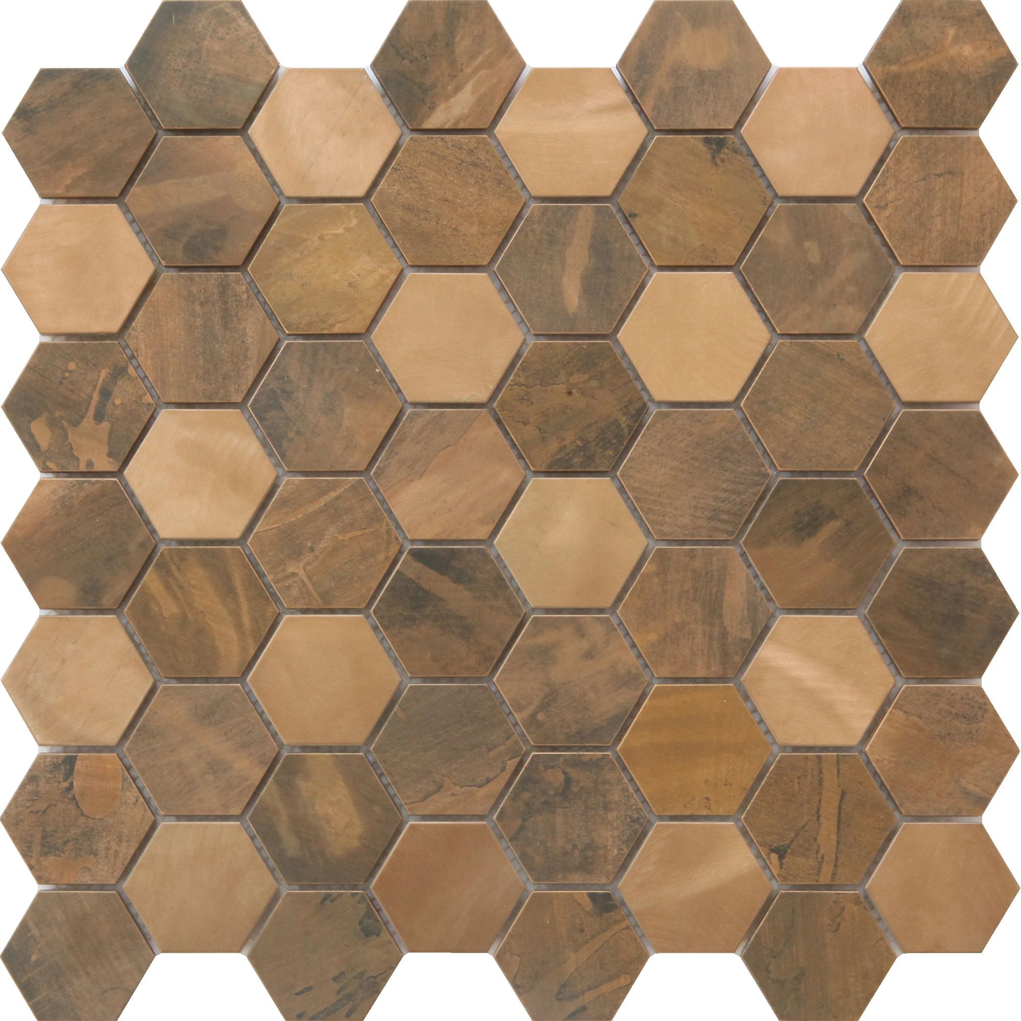 Enaide Copper Metal effect Stainless steel Mosaic tile sheet, (L)296mm (W)299mm