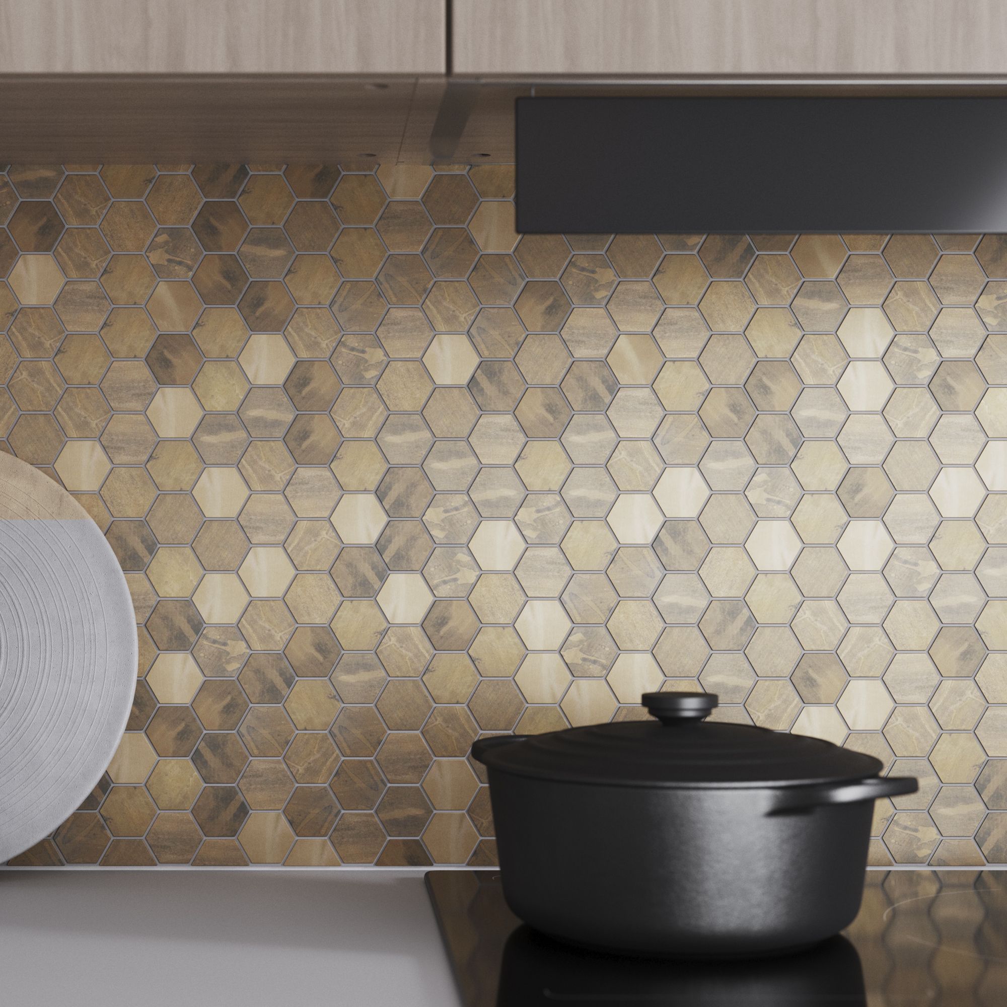 Enaide Copper Metal effect Stainless steel Mosaic tile sheet, (L)296mm (W)299mm