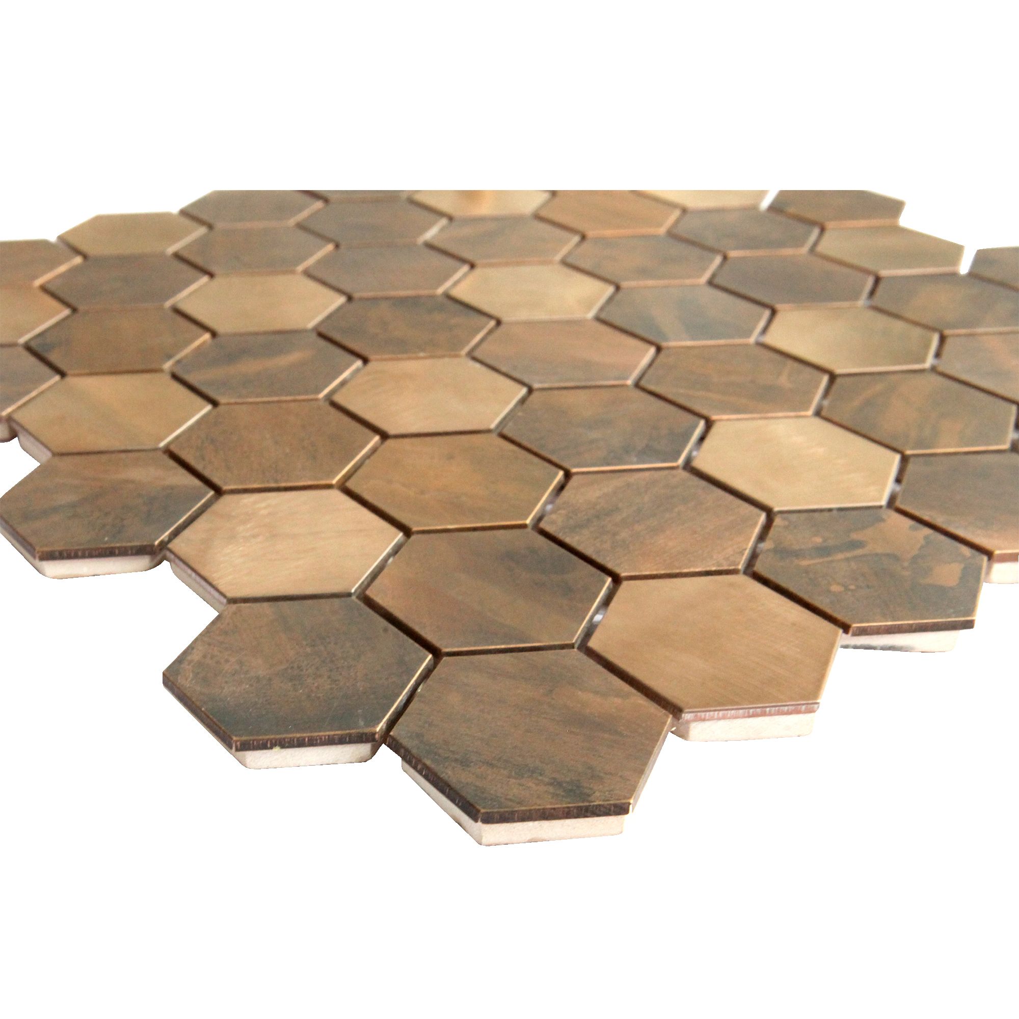 Enaide Copper Metal effect Stainless steel Mosaic tile sheet, (L)296mm (W)299mm