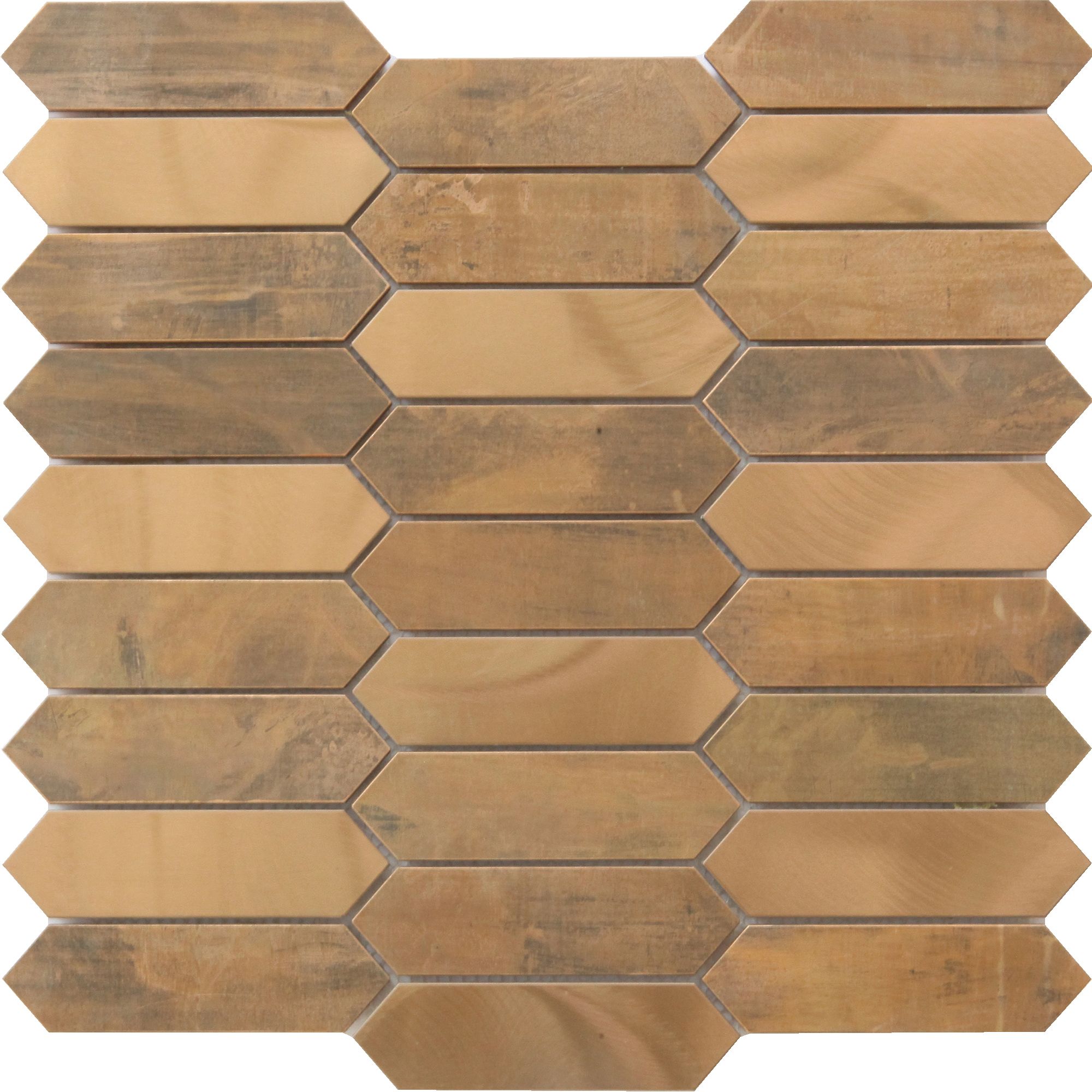Enaide Copper Metal effect Stainless steel Mosaic tile sheet, (L)330mm (W)282mm