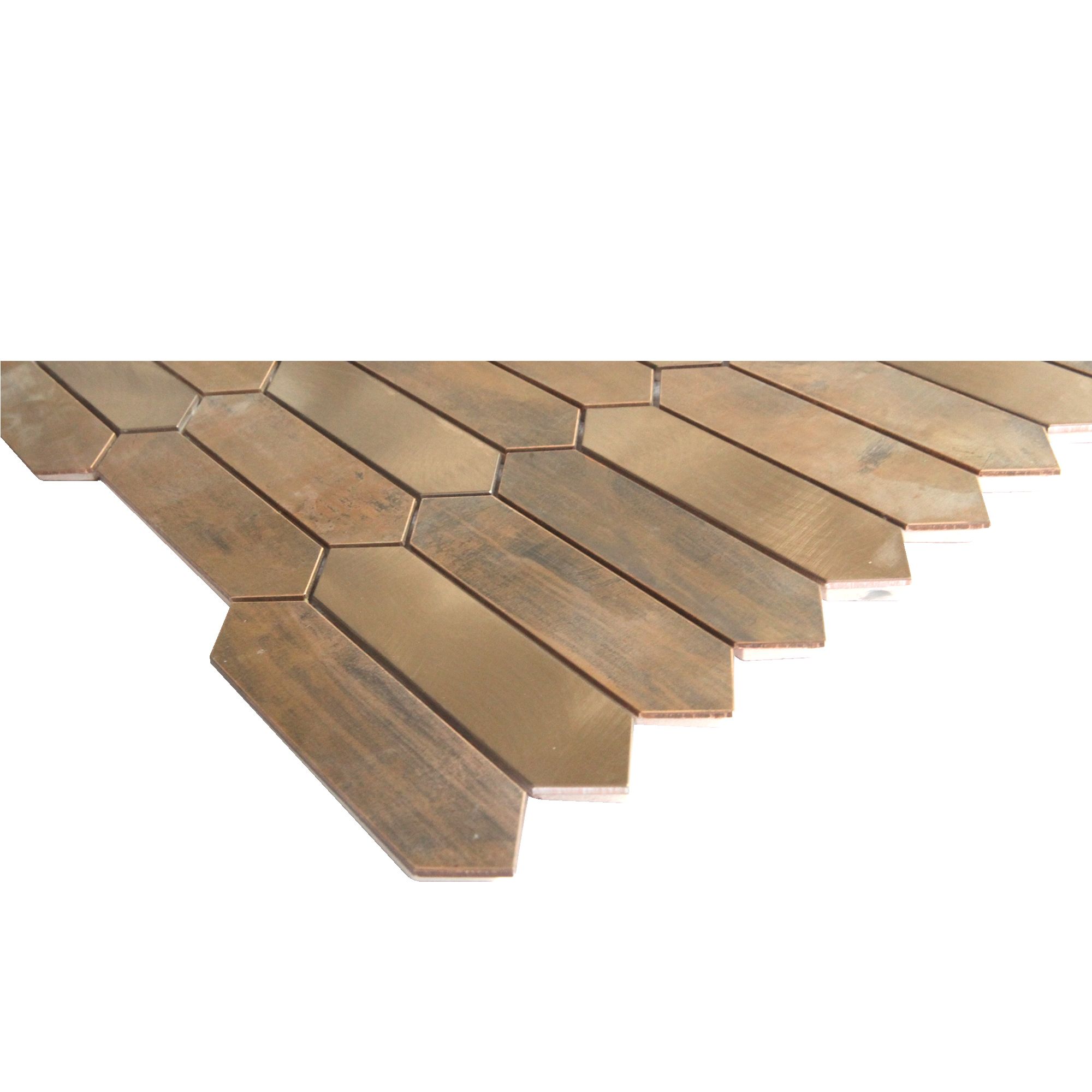 Enaide Copper Metal effect Stainless steel Mosaic tile sheet, (L)330mm (W)282mm