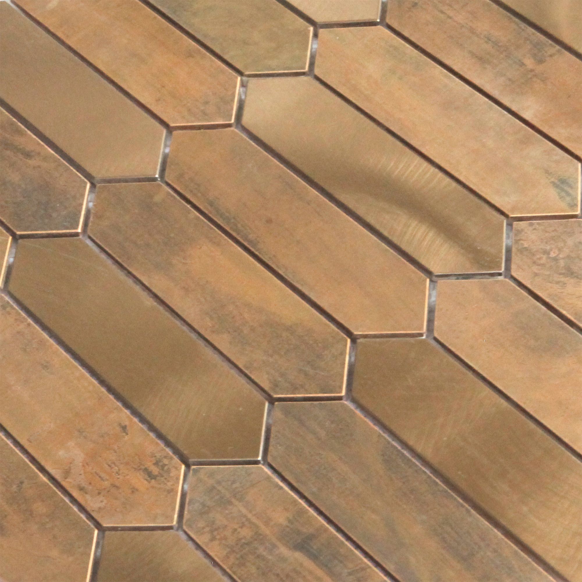 Enaide Copper Metal effect Stainless steel Mosaic tile sheet, (L)330mm (W)282mm