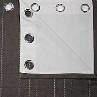 Enara Anthracite Pinstripe Lined Eyelet Curtains (W)167cm (L)183cm, Pair