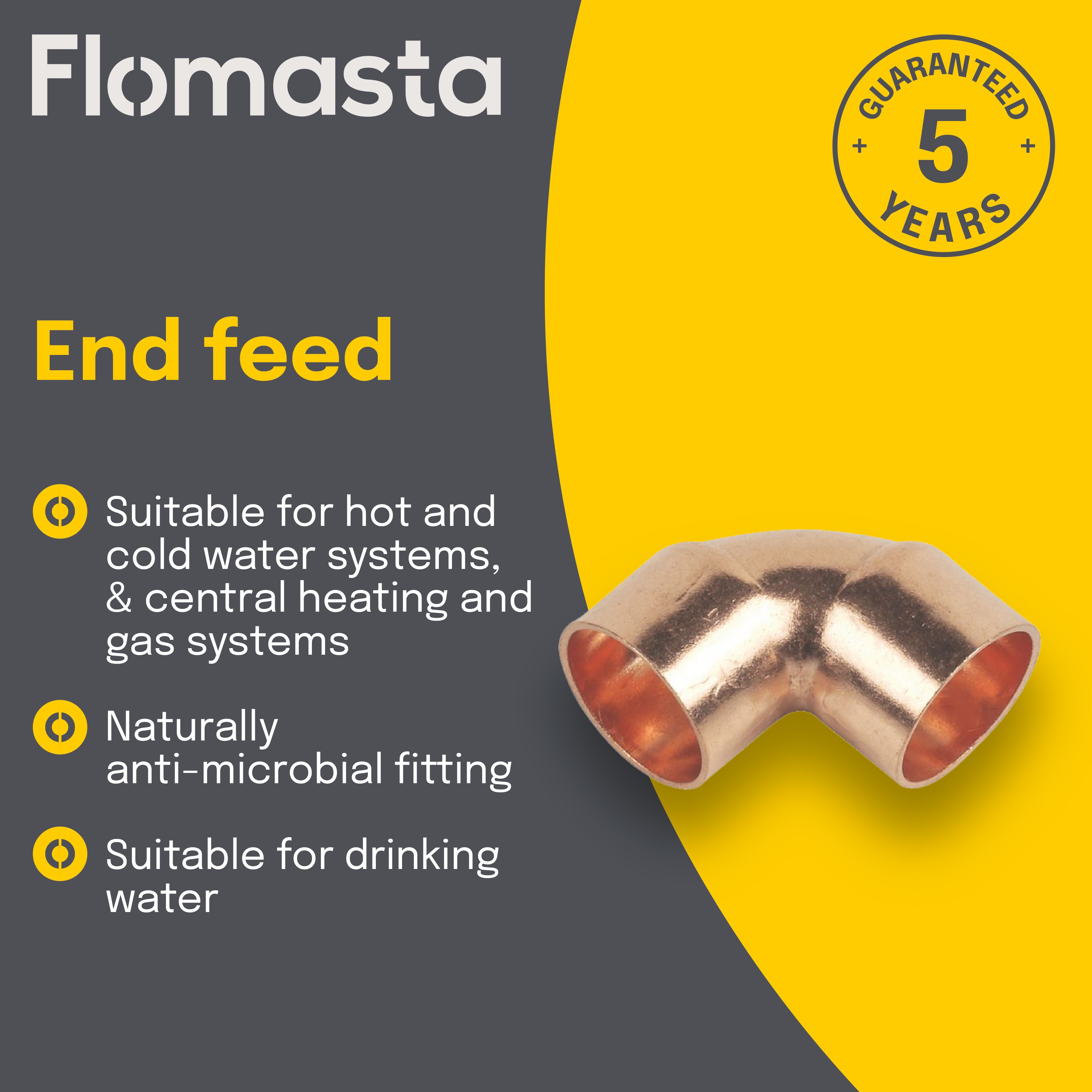 End feed 90° Pipe elbow (Dia)15mm 15mm, Pack of 2