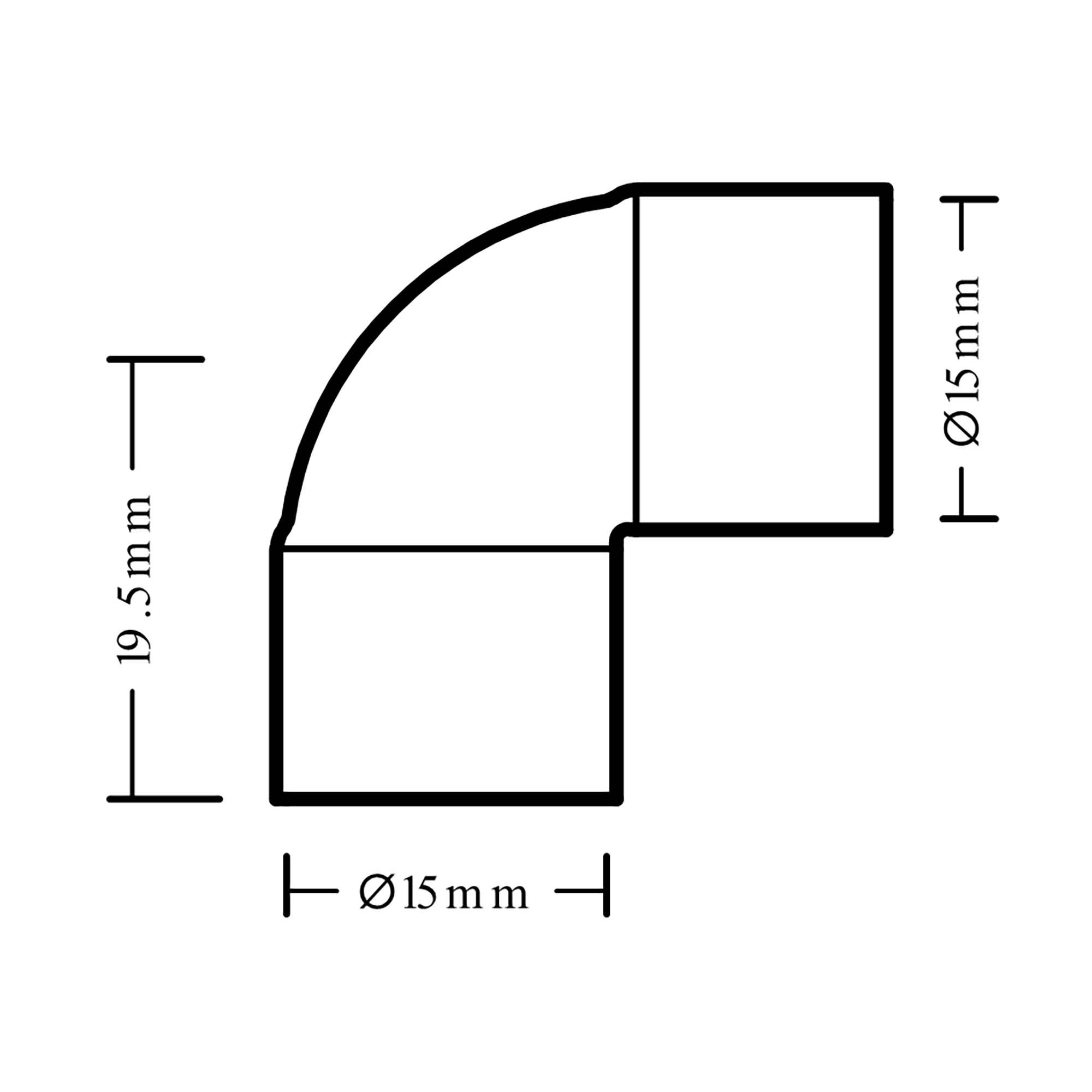 End feed 90° Pipe elbow (Dia)15mm 15mm, Pack of 2