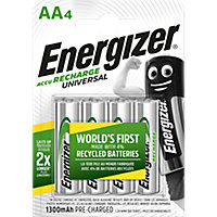 Energizer Recharge Rechargeable AA Battery, Pack of 4