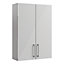 Ennis Gloss Light grey Modern Double Wall cabinet (W)495mm (H)720mm