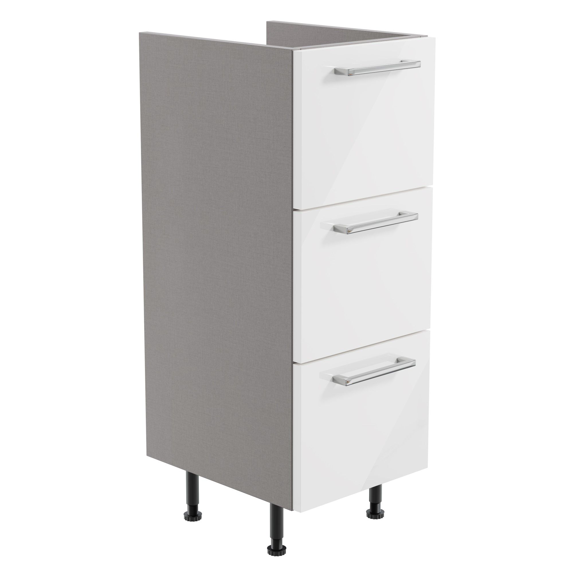 Ennis Gloss White Modern Freestanding 3 drawer Base unit (W)295mm (H)820mm