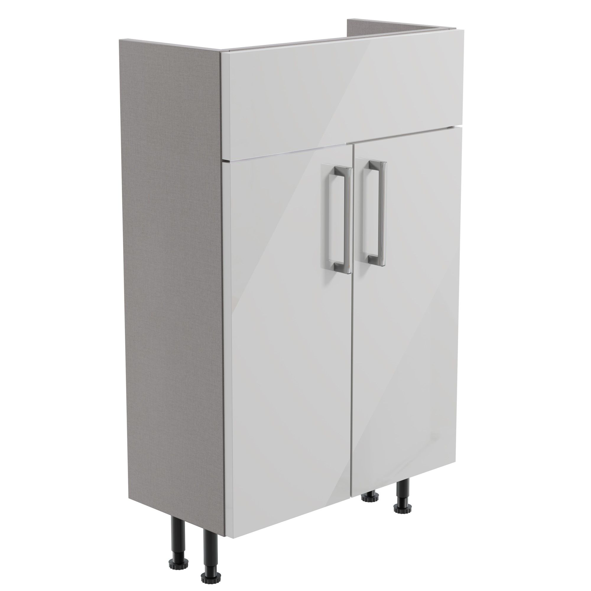 Ennis Slim Slimline Gloss Light grey Double Freestanding Bathroom Vanity unit (H)82cm (W)49.5cm