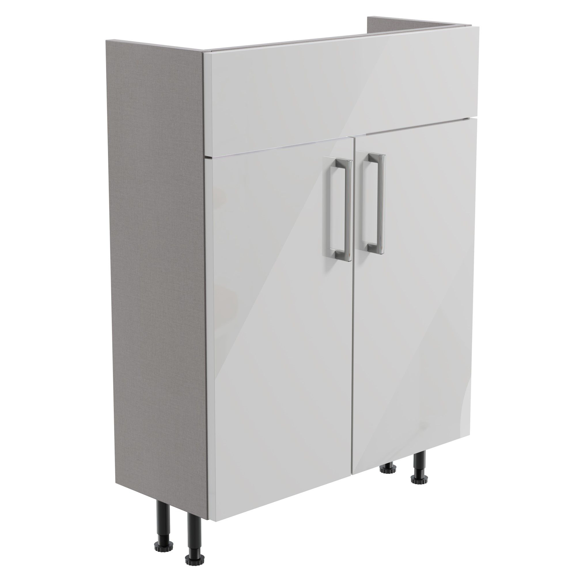 Ennis Slim Slimline Gloss Light grey Double Freestanding Bathroom Vanity unit (H)82cm (W)59.5cm