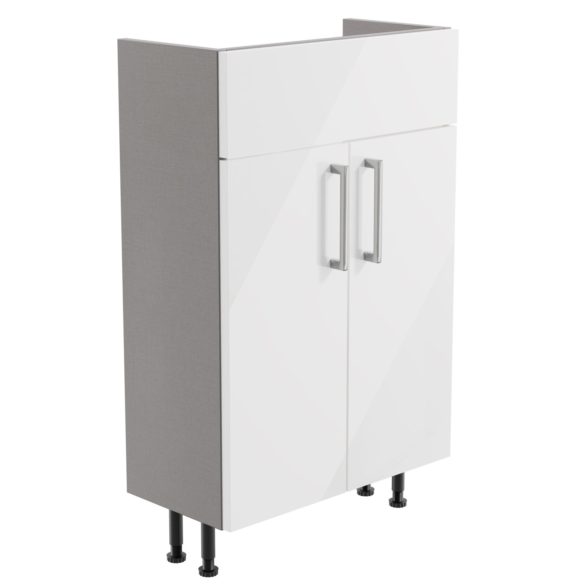 Ennis Slim Slimline Gloss White Double Freestanding Bathroom Vanity unit (H)82cm (W)49.5cm