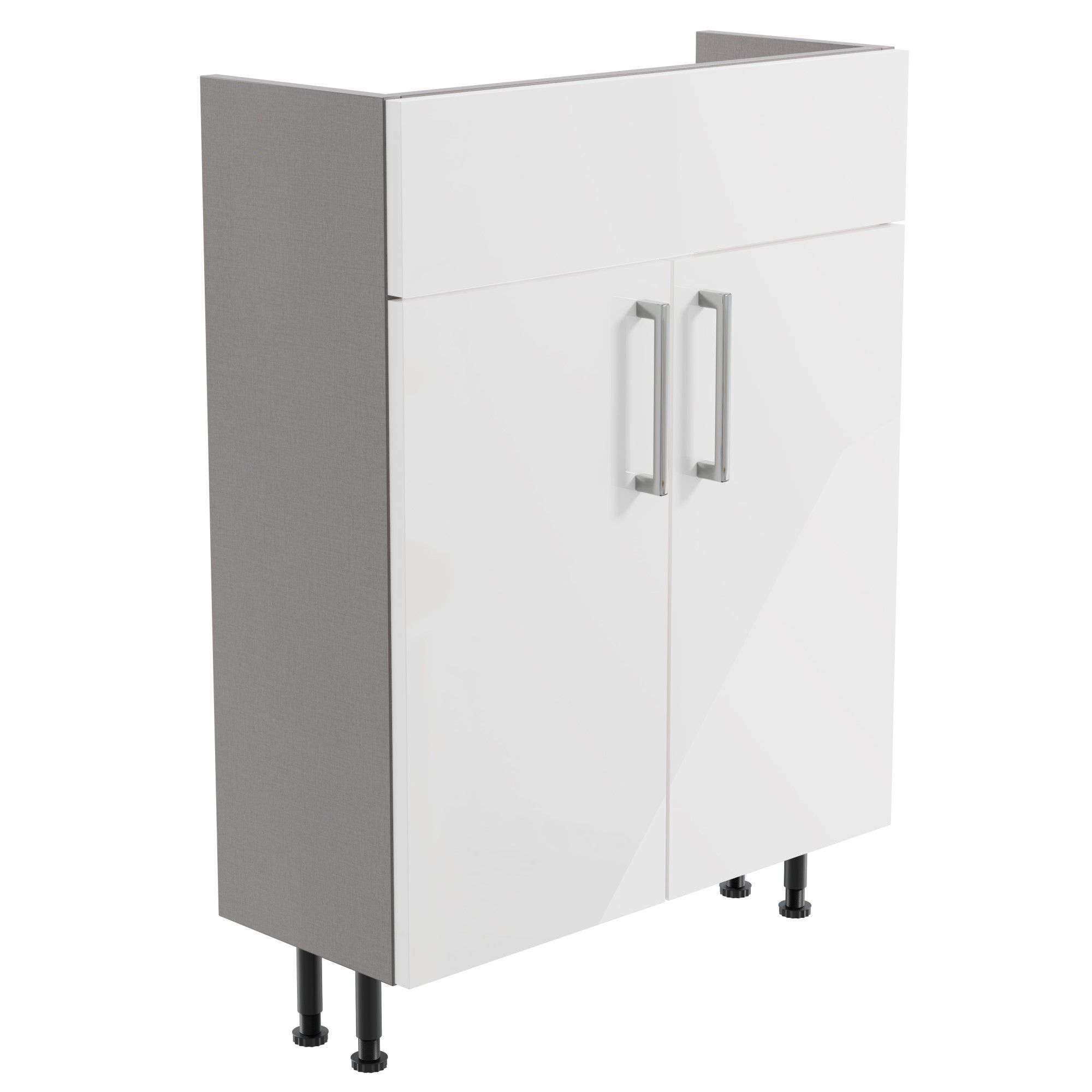 Ennis Slim Slimline Gloss White Double Freestanding Bathroom Vanity unit (H)82cm (W)59.5cm