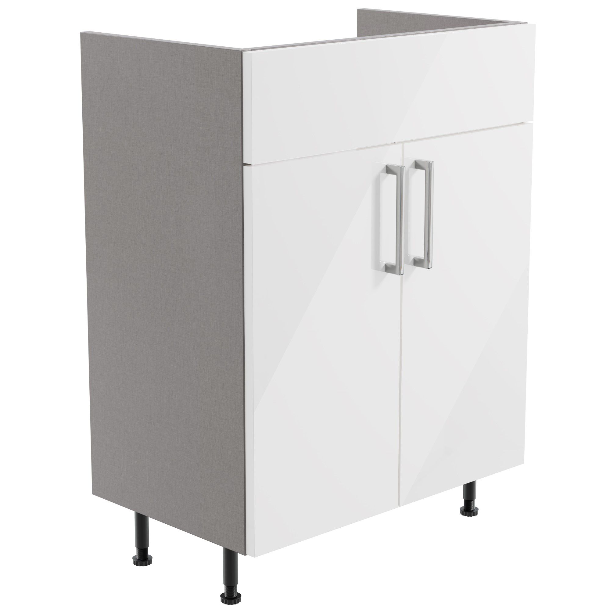 Ennis Standard Gloss White Double Freestanding Bathroom Vanity unit (H)82cm (W)59.5cm