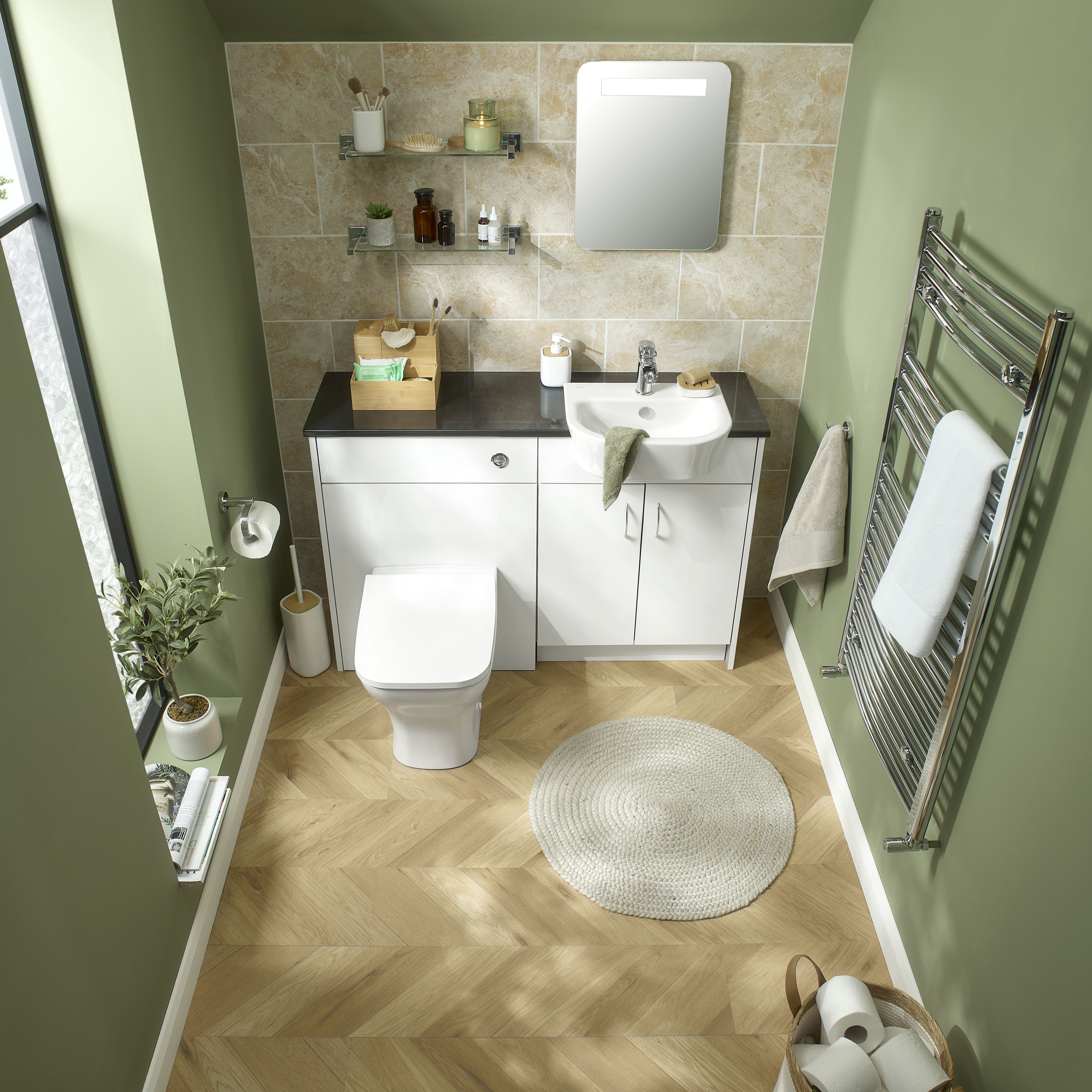 Ennis Standard Gloss White Double Freestanding Bathroom Vanity unit (H)82cm (W)59.5cm