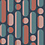 Envy Morse Coral & Navy Geometric Smooth Wallpaper