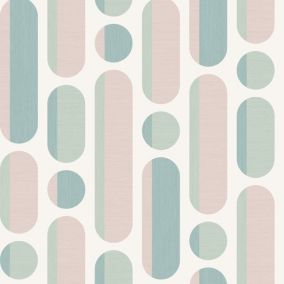 Envy Morse Rose & Sage Geometric Smooth Wallpaper Sample