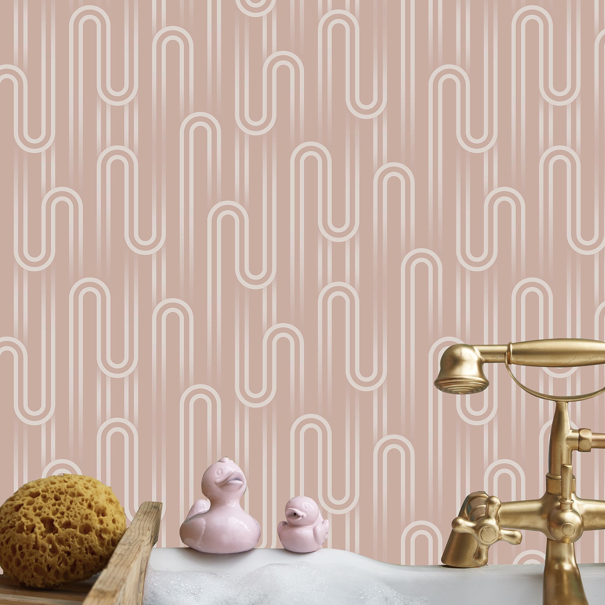 Envy Ups N Downs Peach Geometric Smooth Wallpaper