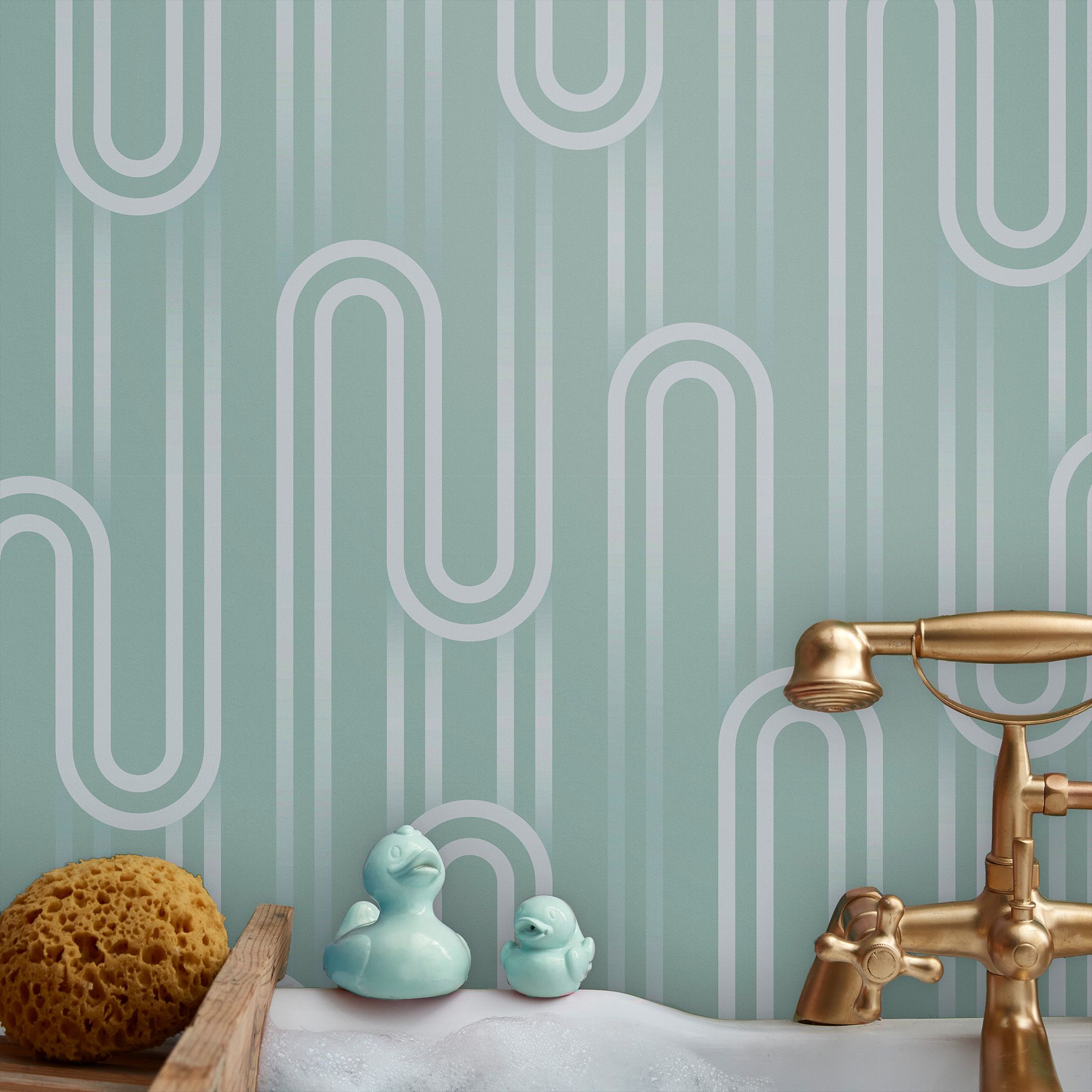 Envy Ups N Downs Pistachio Geometric Smooth Wallpaper Sample