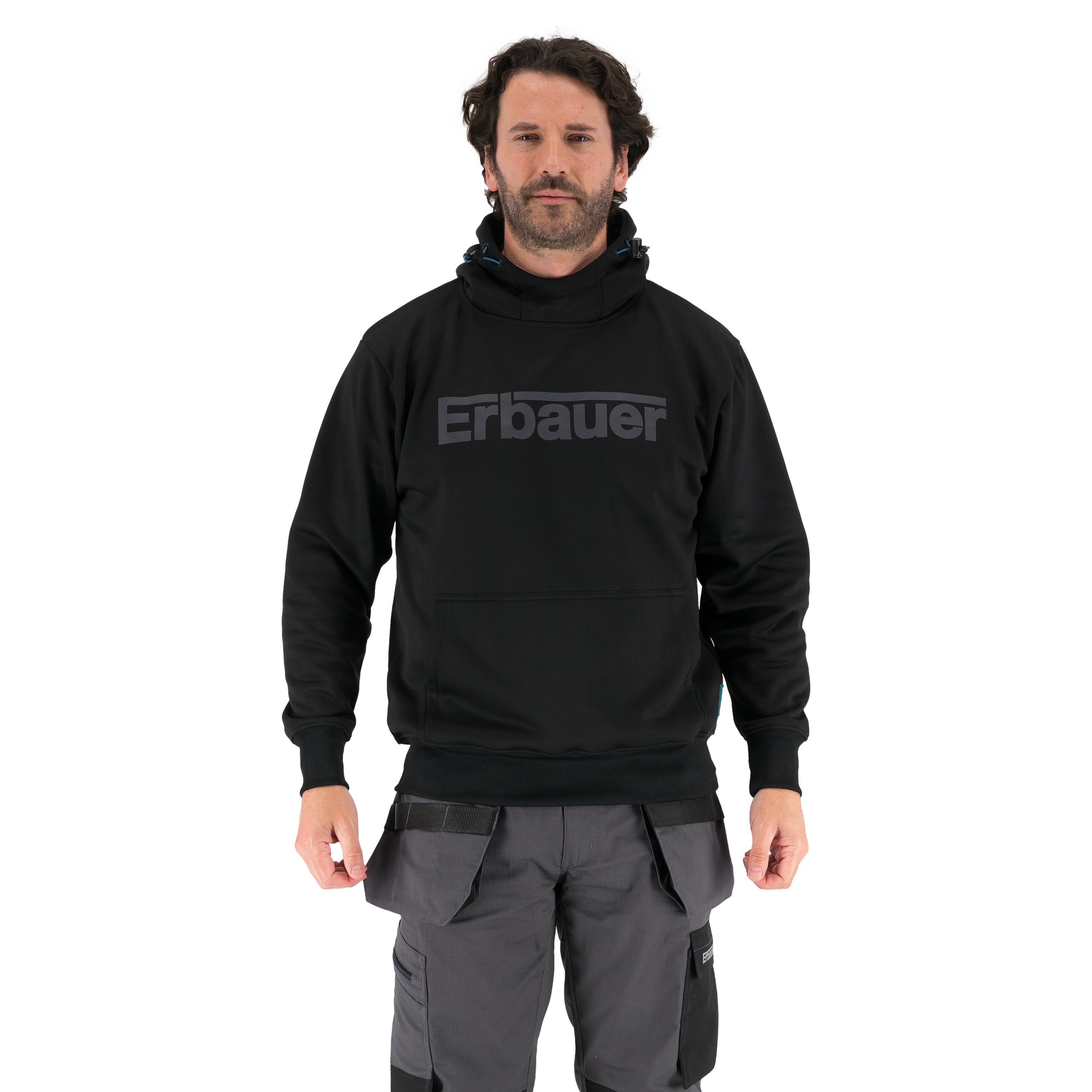 Erbauer Black Men's Hooded sweatshirt X Large