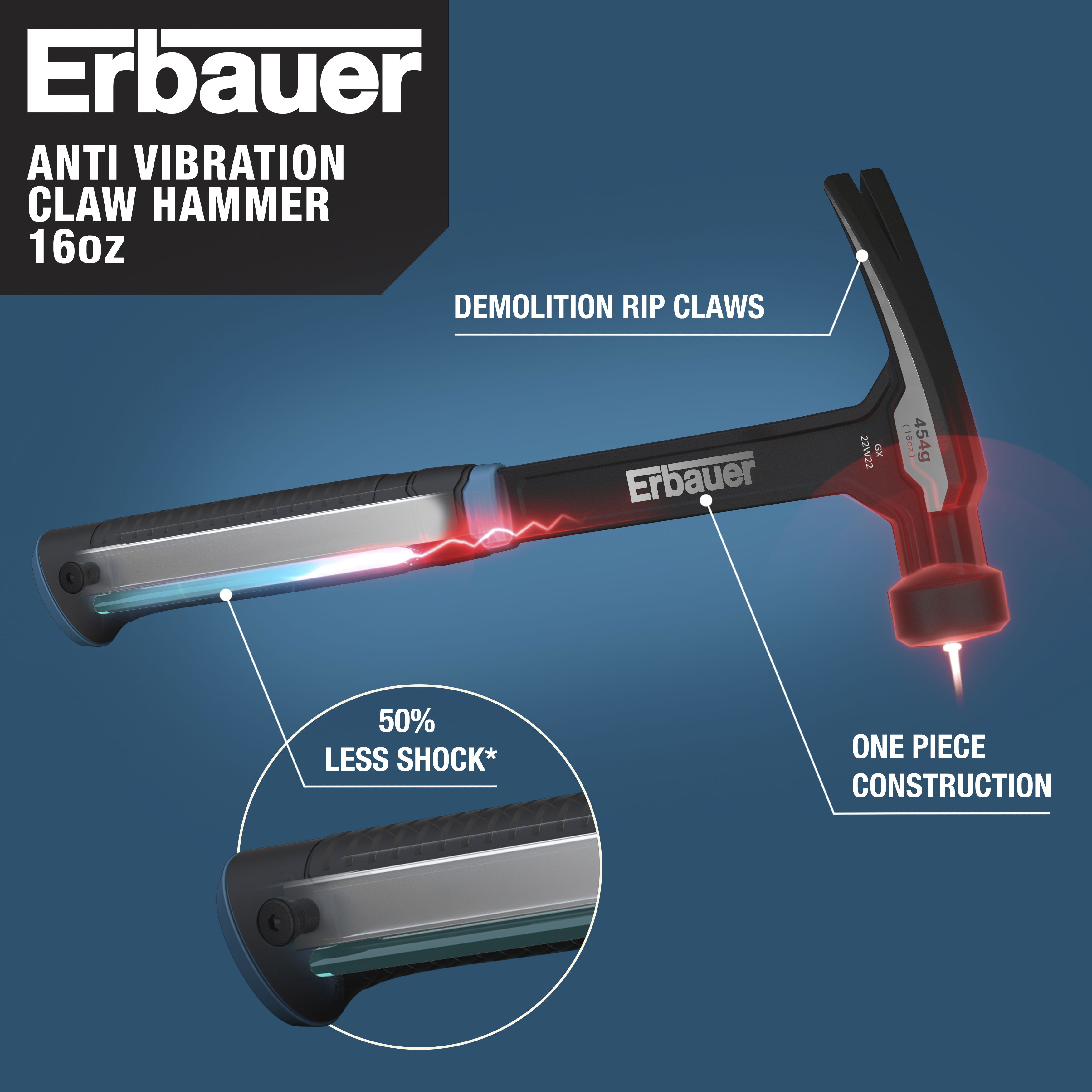 Erbauer Carbon steel Claw Hammer 1lb E_HM01