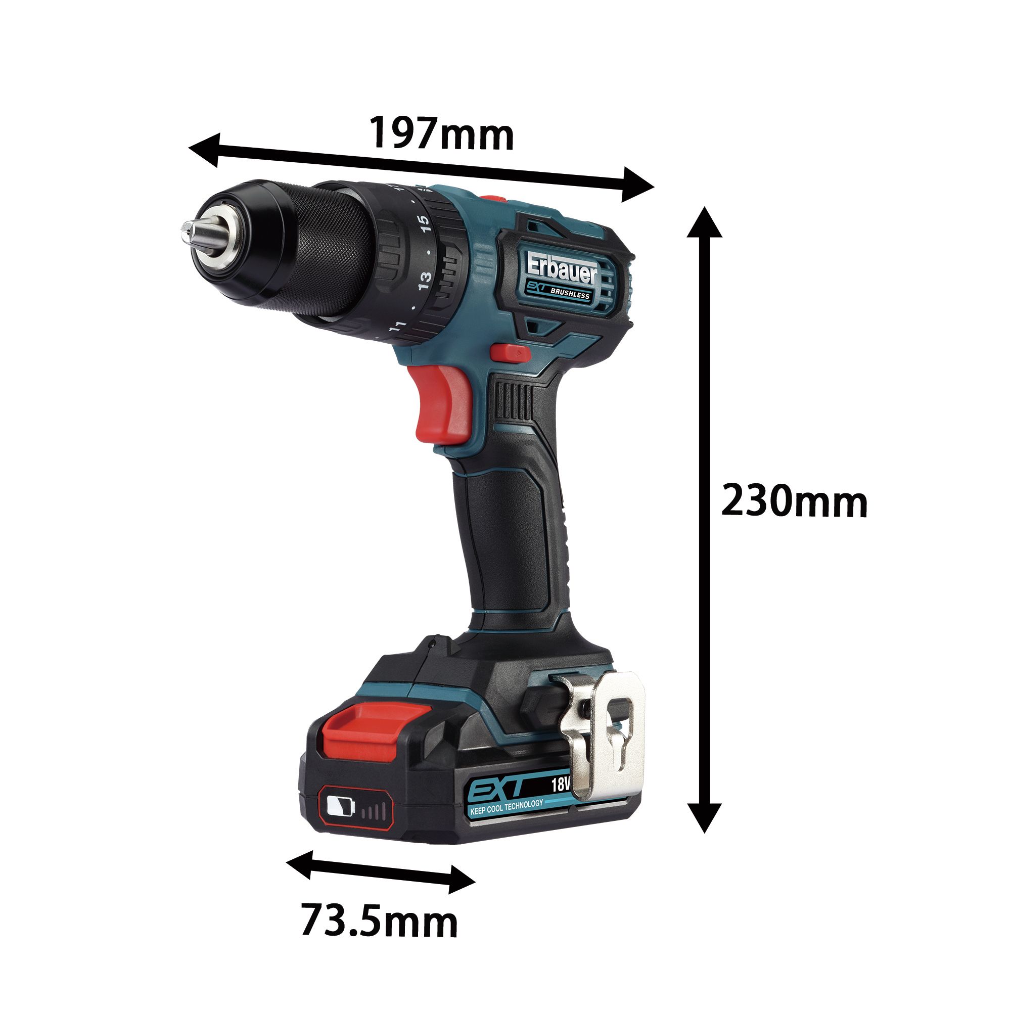 Erbauer EXT 18V 2 x 2Ah Li ion Cordless Combi drill impact driver EID18 Li Tradepoint